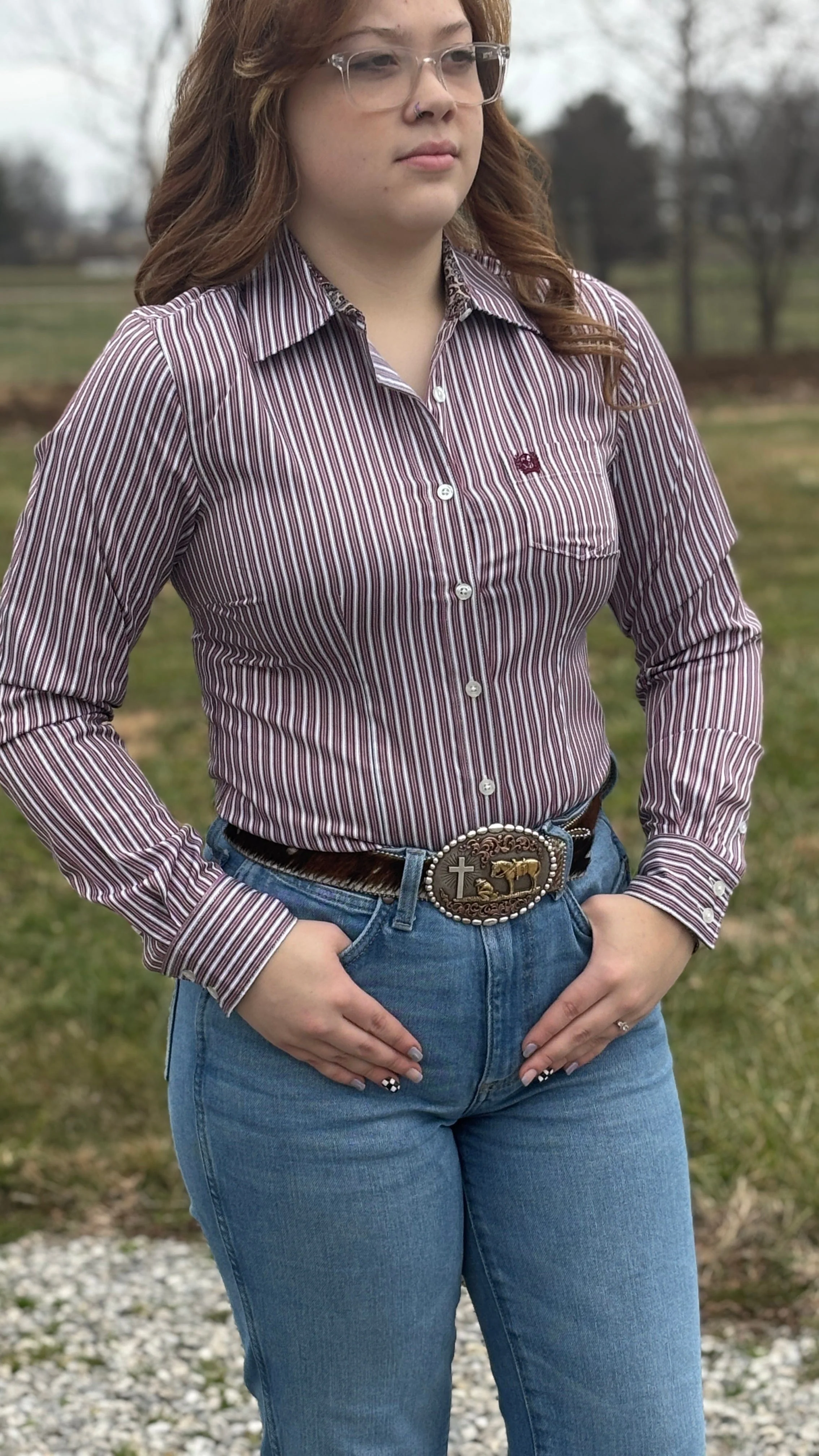 Ladies Cinch ~ Mulberry Stripe