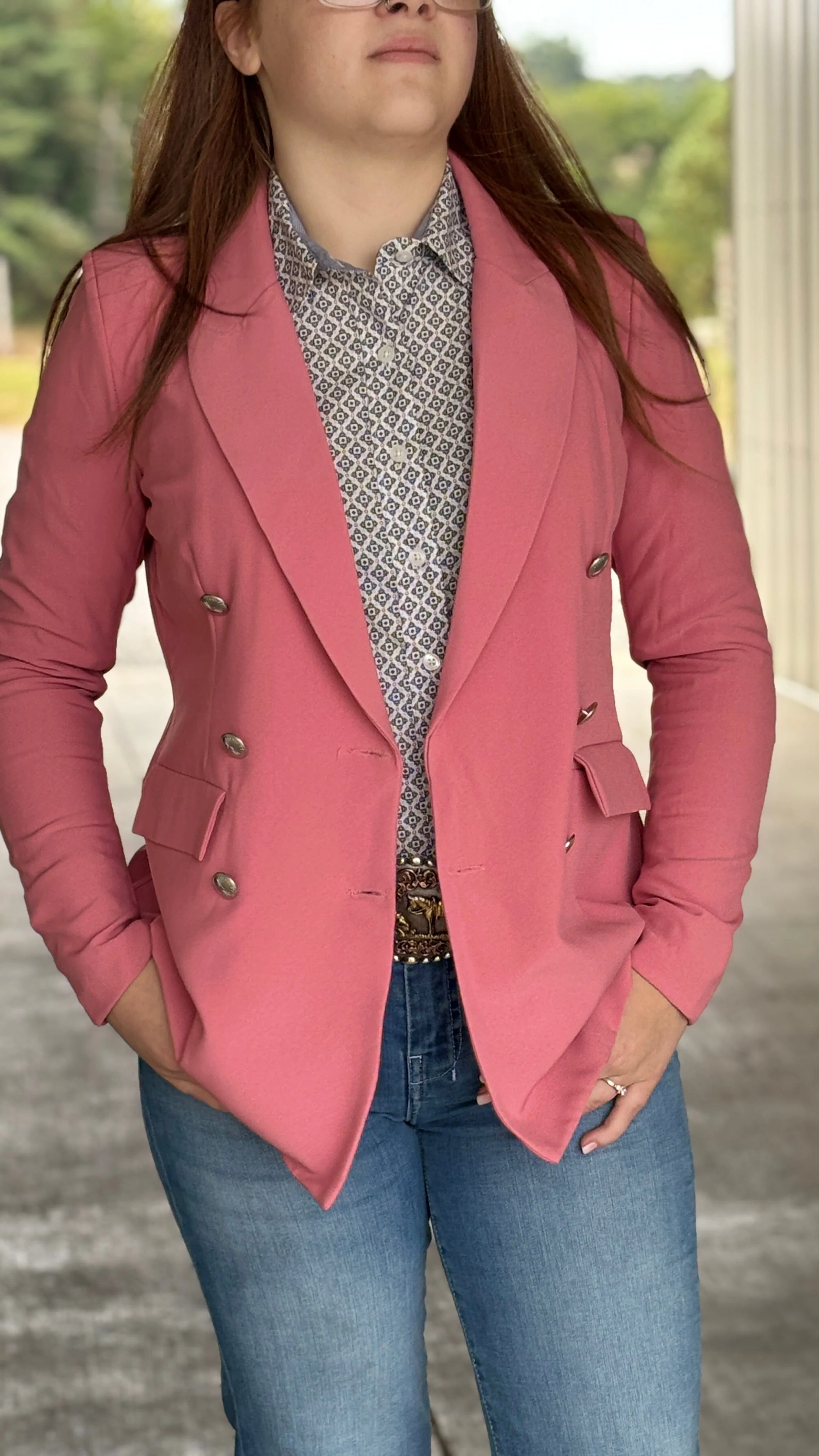 Ladies Solid Blazer by Rock & Roll ~ Rose