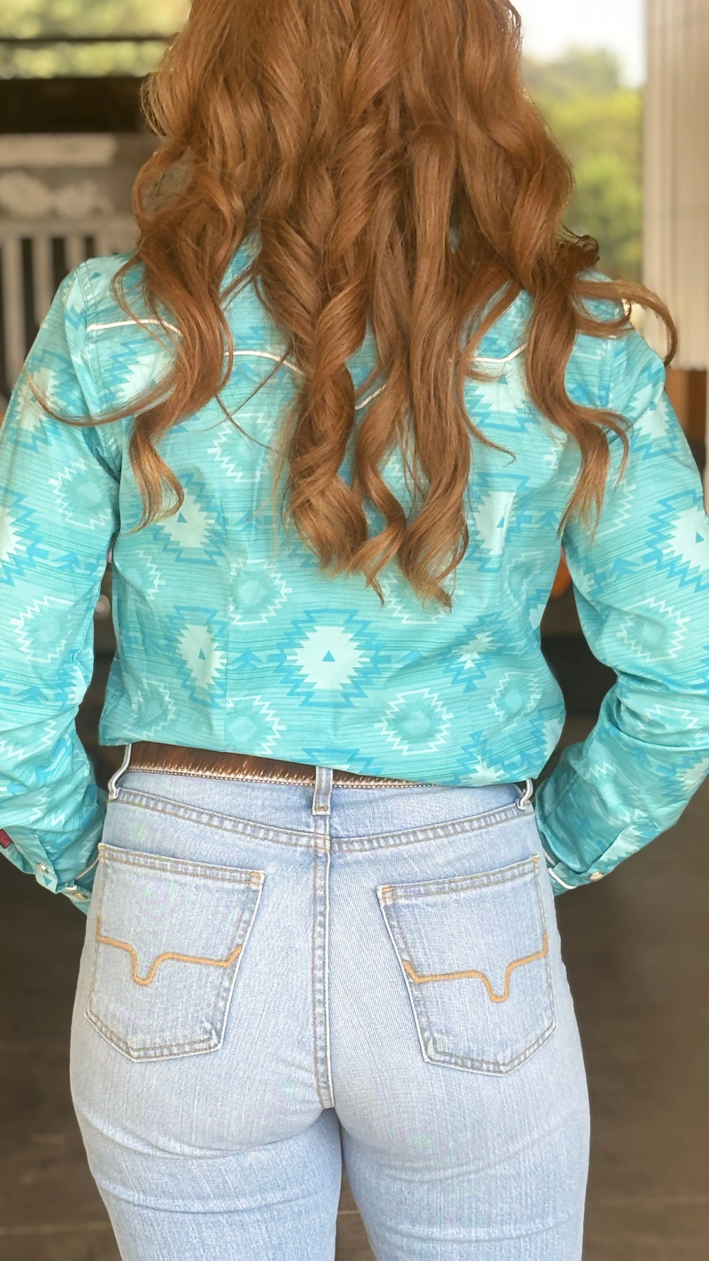 Ladies Tonal Aztec Print by Rock & Roll ~ Turquoise - Image 2