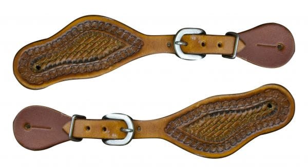 Leather Basket Weave Spur Strap ~ Youth