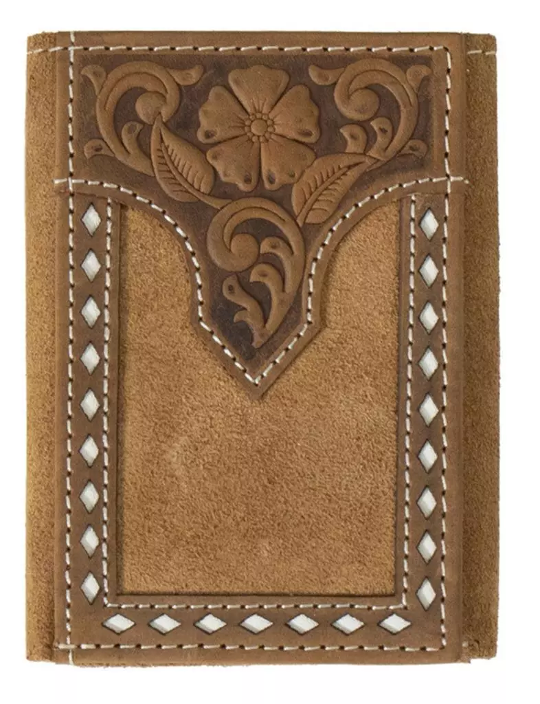 Leather Buck Laced Wallet ~ Tri-Fold