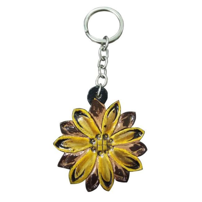 Leather Key Chain ~ Sunflower
