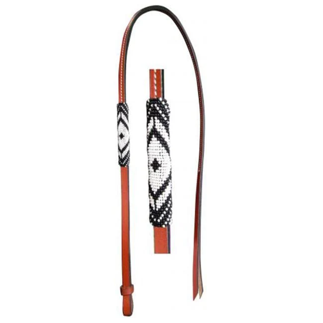 Leather Over & Under W/Black & White Beads