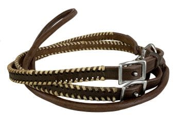 Leather Rawhide Whip Stitch Roping Reins