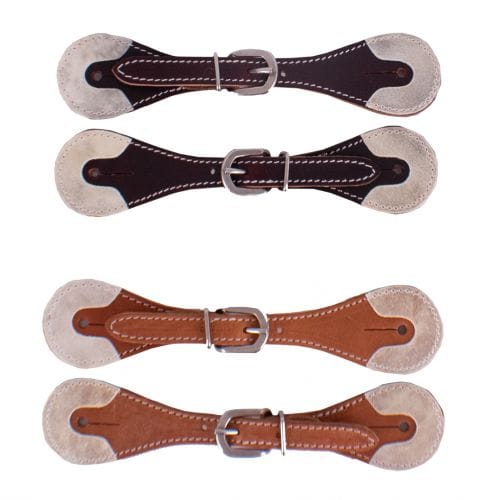 Leather Spur Straps W/Rawhide Overlay Ends ~ Youth