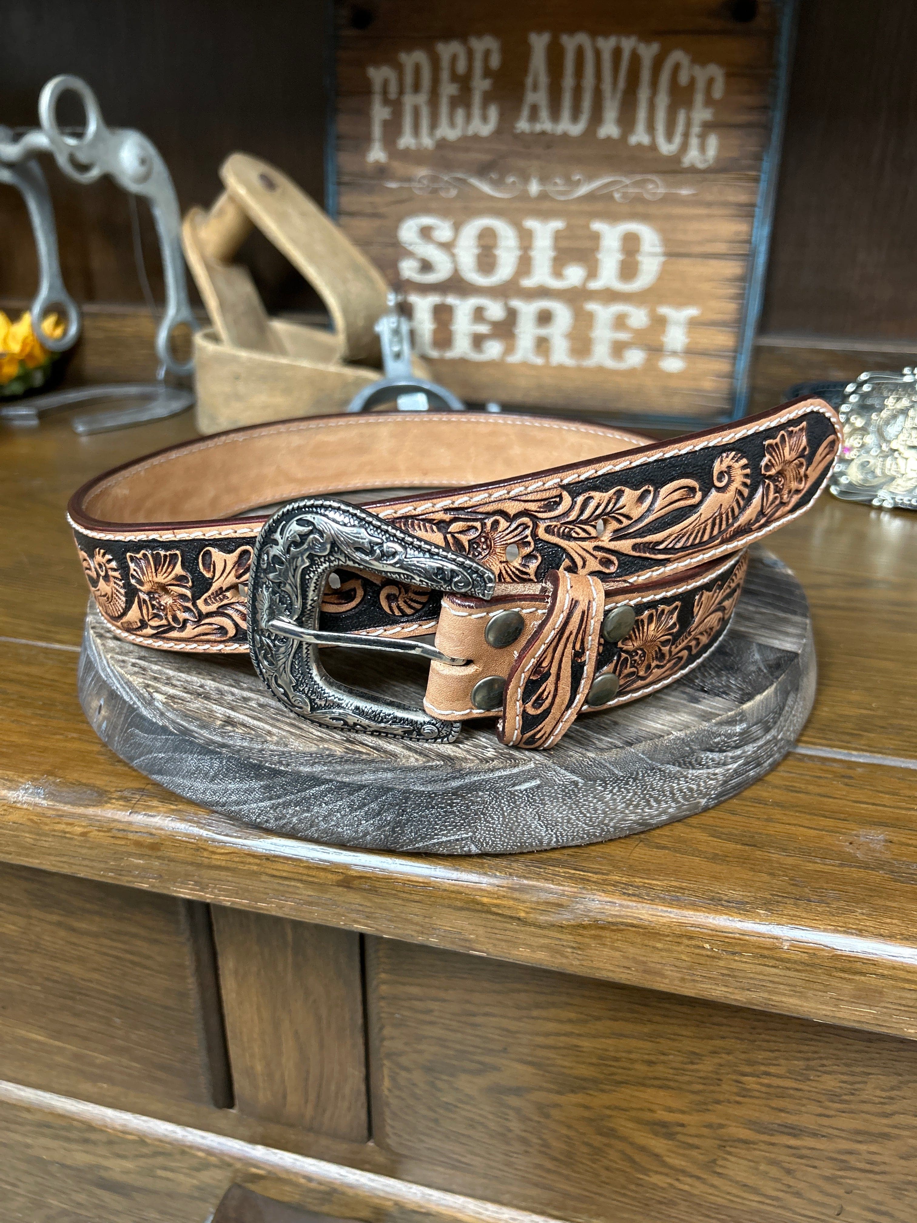Leather Tooled Belt