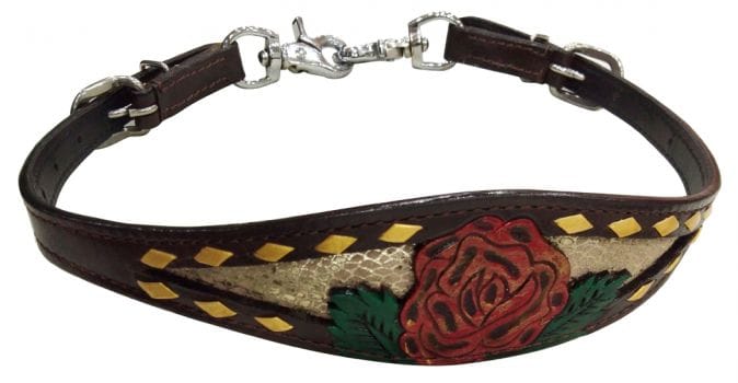 Leather Wither Strap ~ Painted Rose
