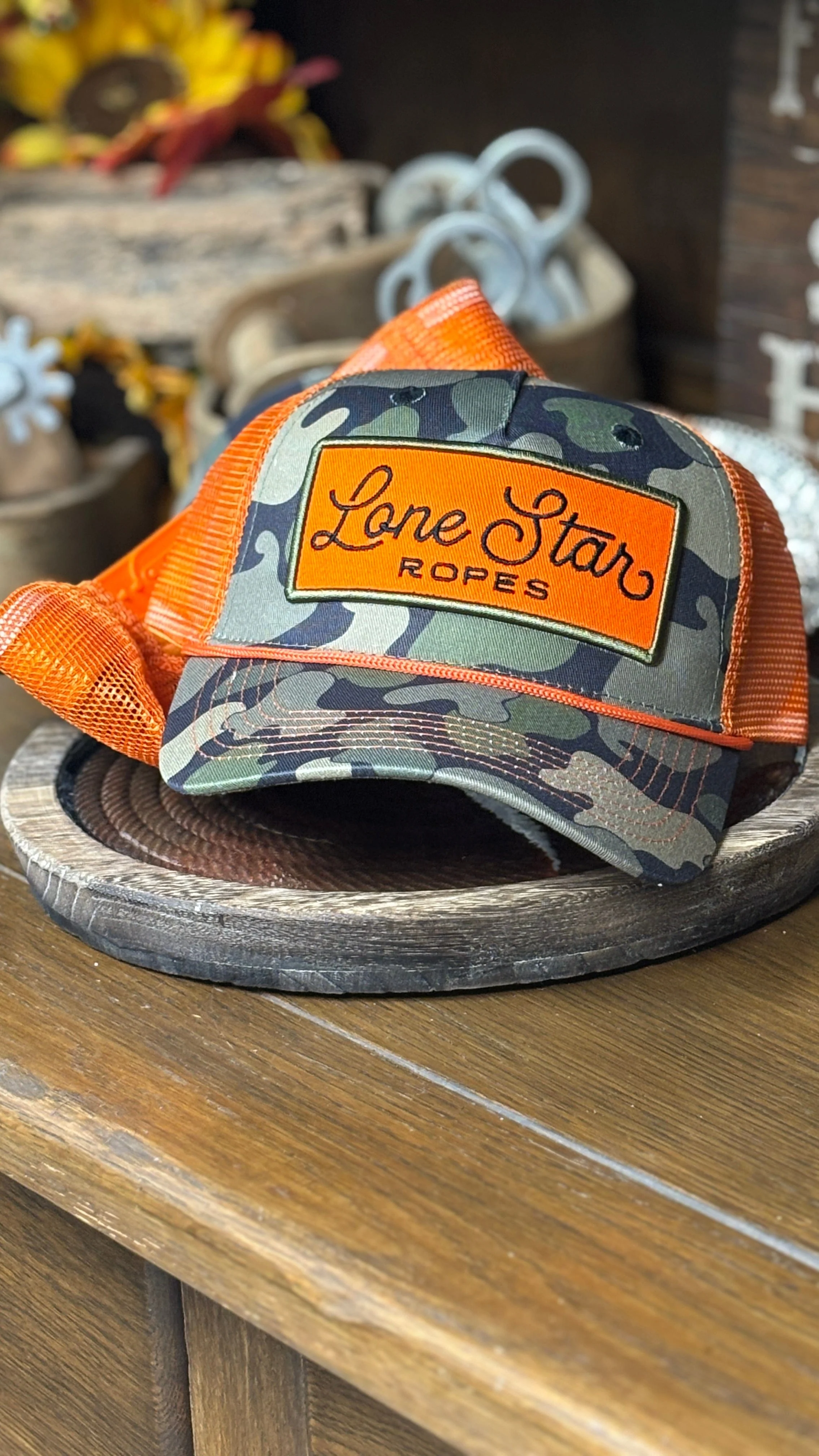 Lone Star Ropes Script Trucker Cap ~ Duck Camo