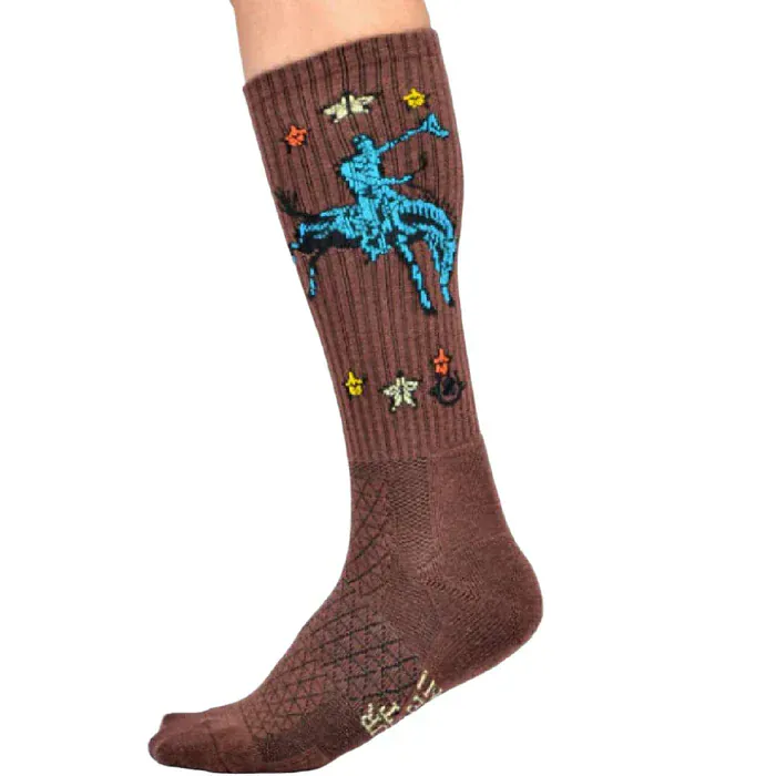 Lucky Chuck Socks ~Fringe Long Live Cowboy ~ Brown - Image 3