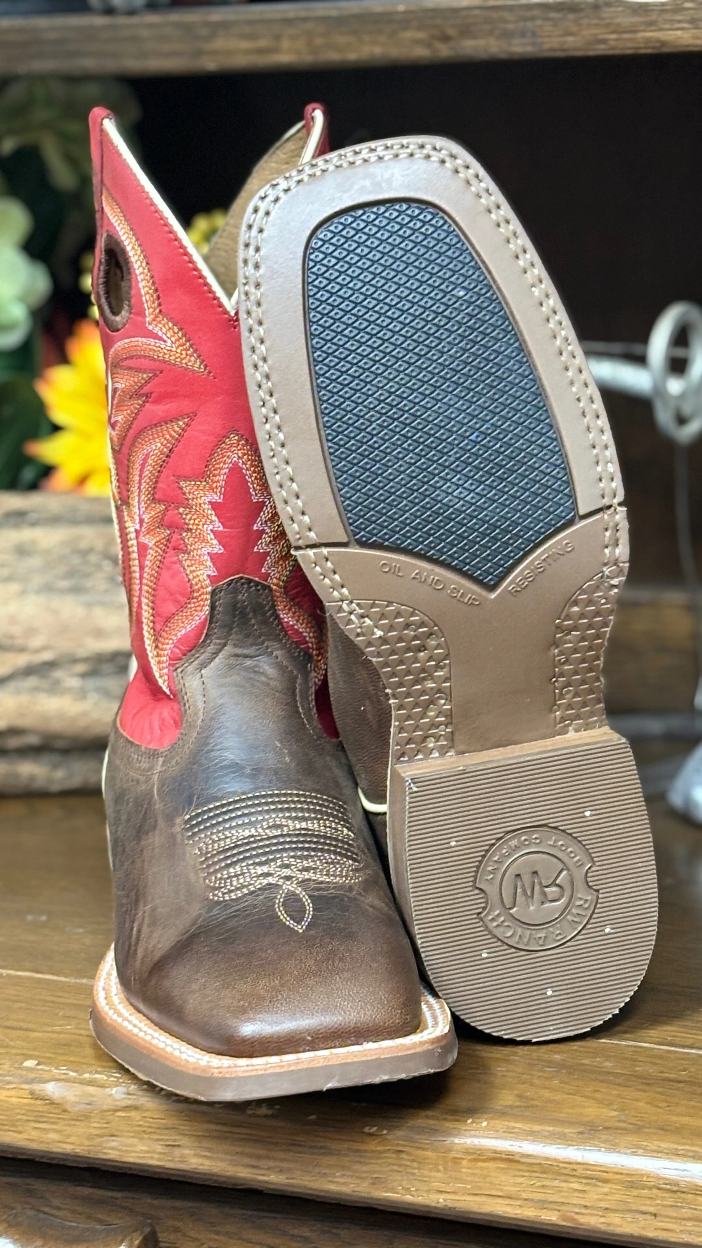 Men’s Goat Wide Square Boots by R. Watson~Red - Image 2