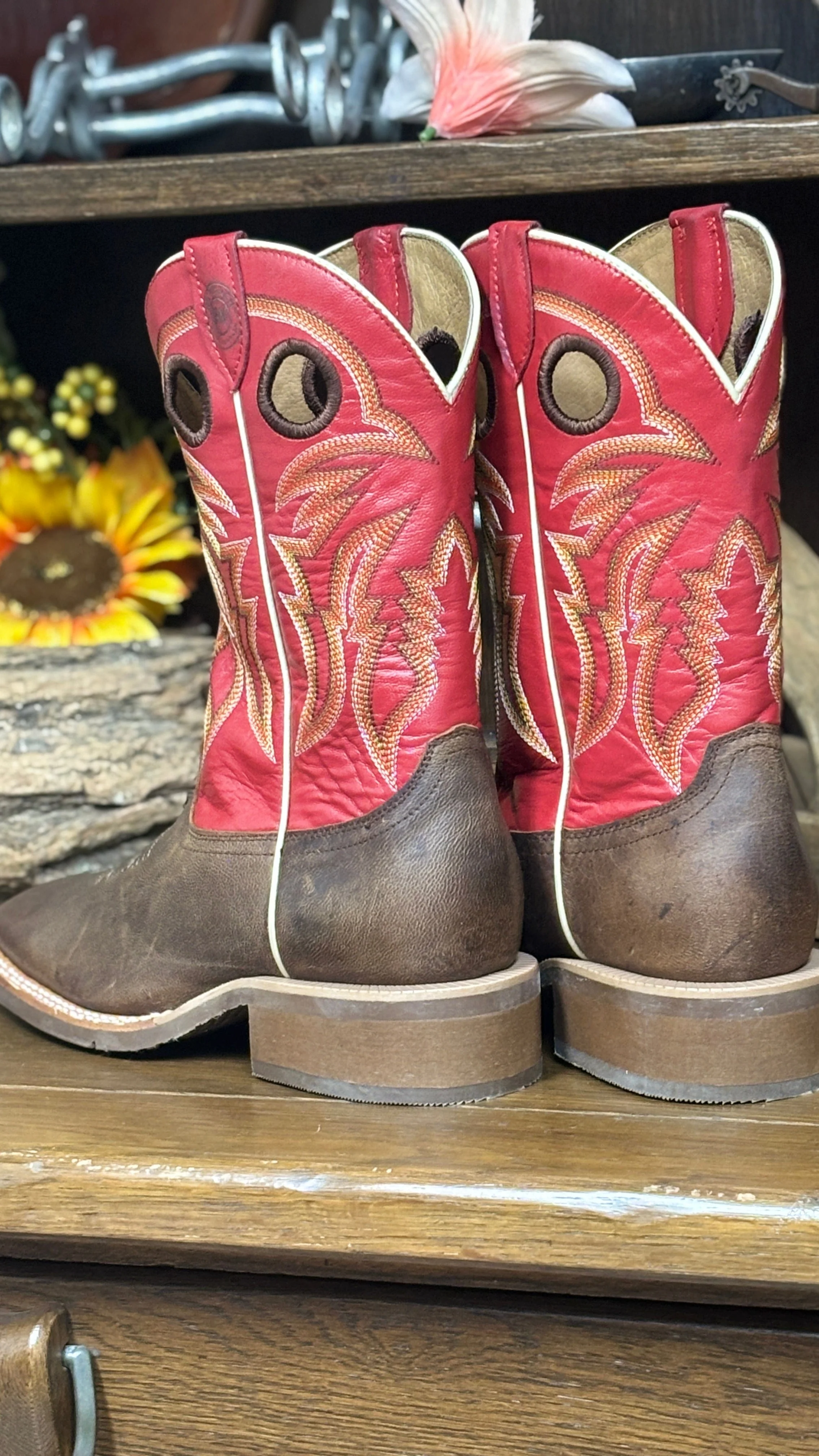 Men’s Goat Wide Square Boots by R. Watson~Red - Image 3