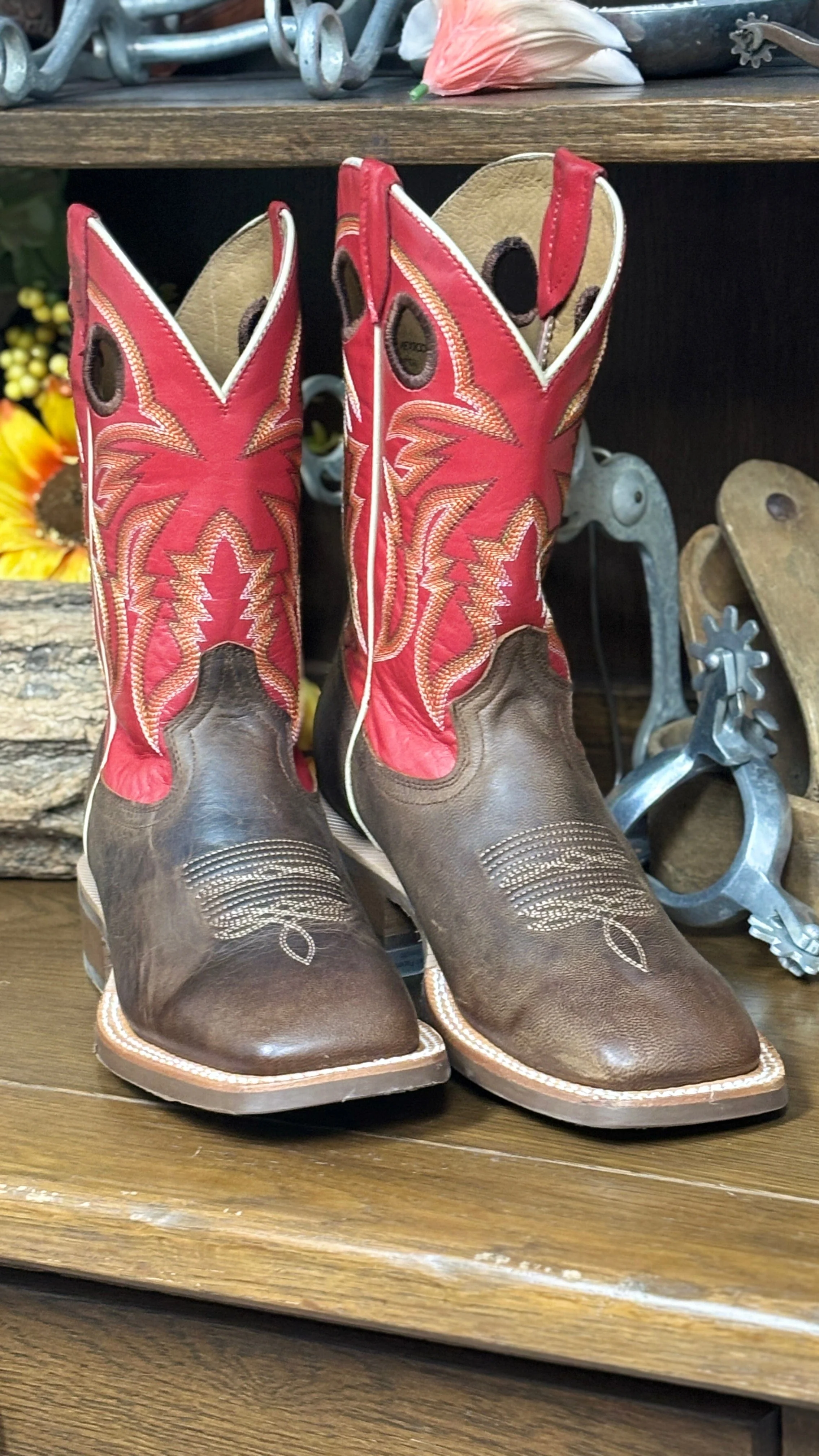 Men’s Goat Wide Square Boots by R. Watson~Red - Image 4