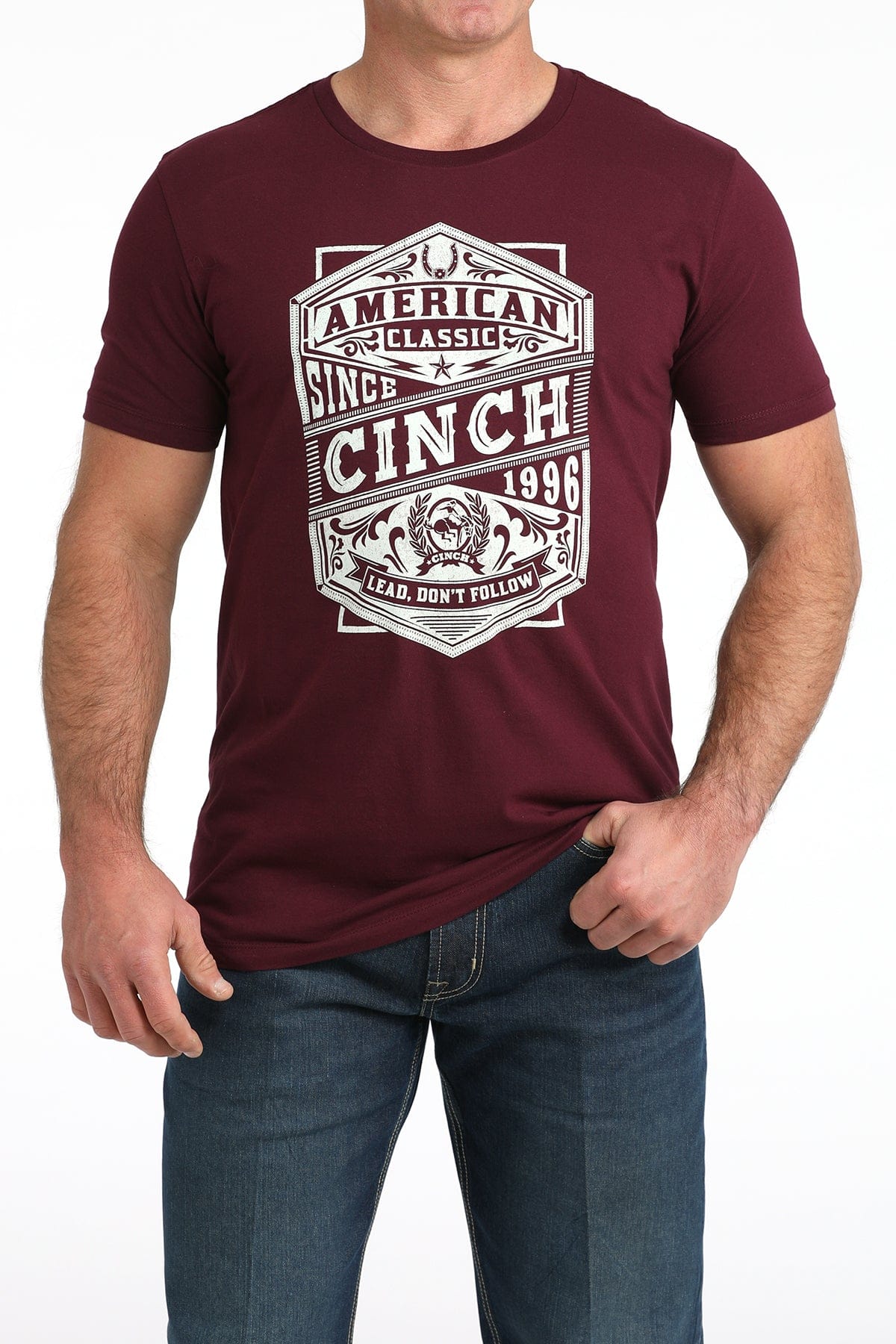 Men's Cinch Classic Tee ~ Burgundy - Image 2