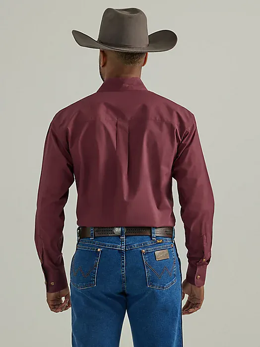 Men's George Strait Shirt by Wrangler ~ Wine - Image 2