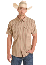 Men's Medallion Print Polo ~ Tan