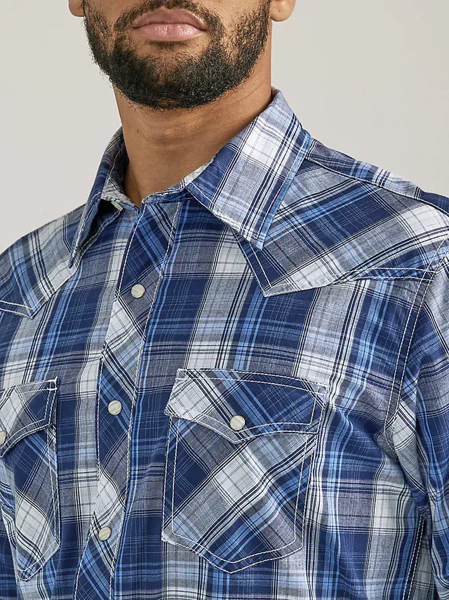 Men's Wrangler 20X Plaid ~ Blue - Image 2