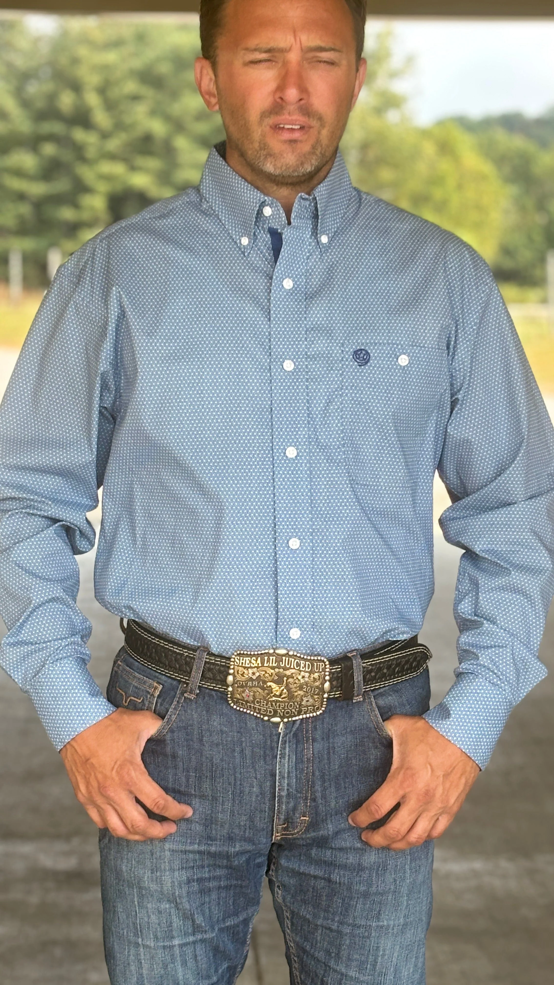 George Strait Shirt by Wrangler ~ Dusty Blue