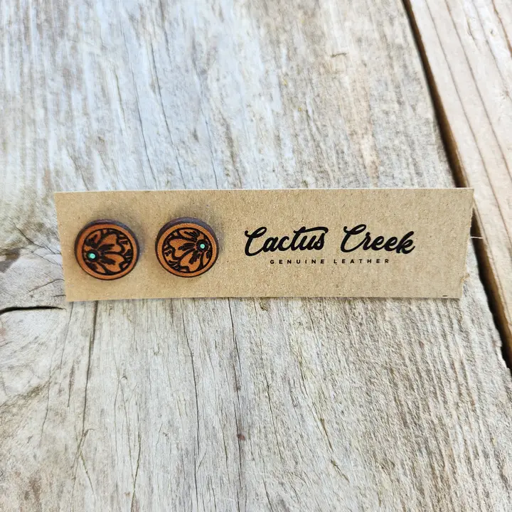"Millie" Handmade Genuine Leather Stud Earrings