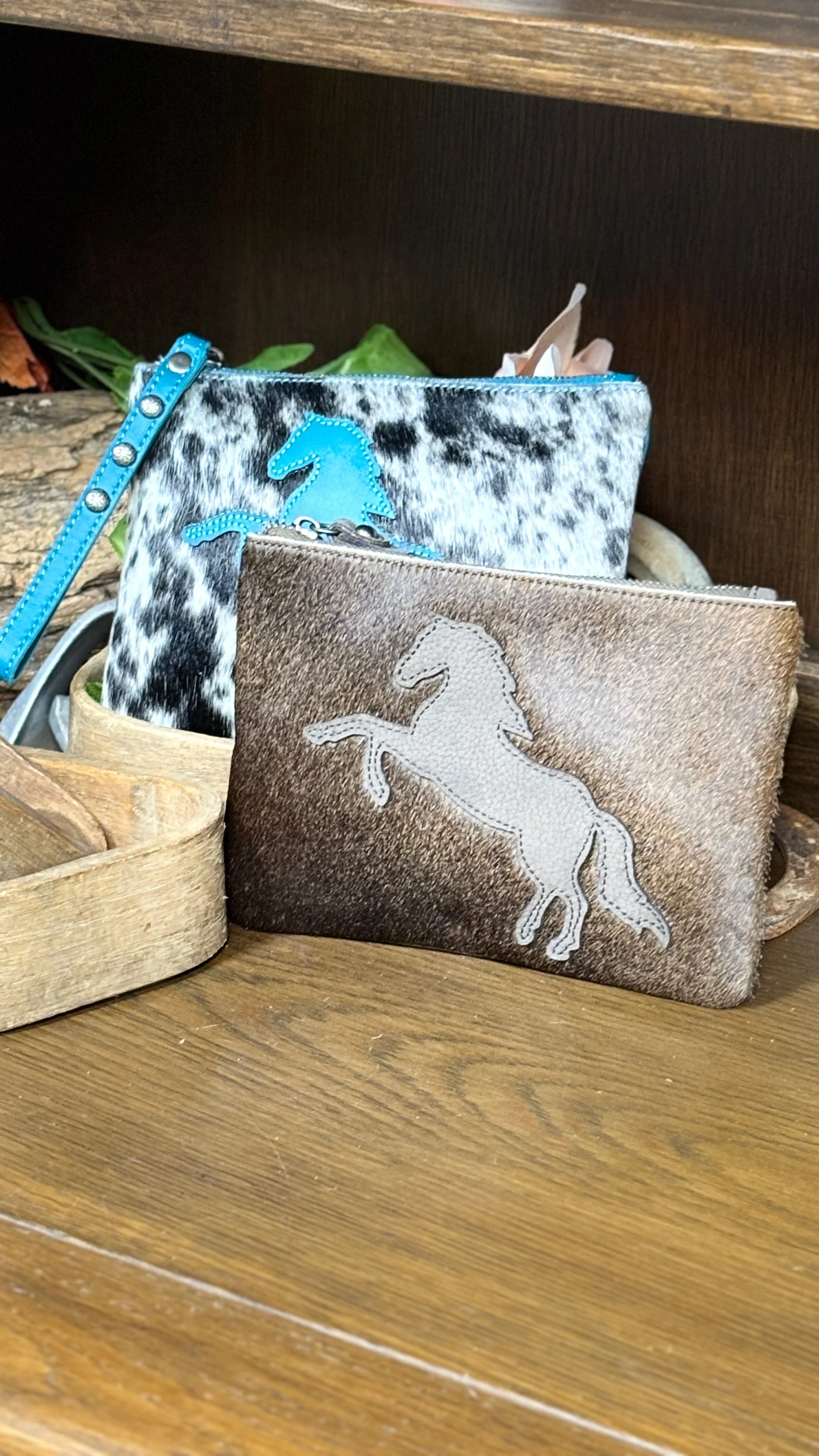 MW Hair-On Cowhide Leather Wristlet ~ Horse