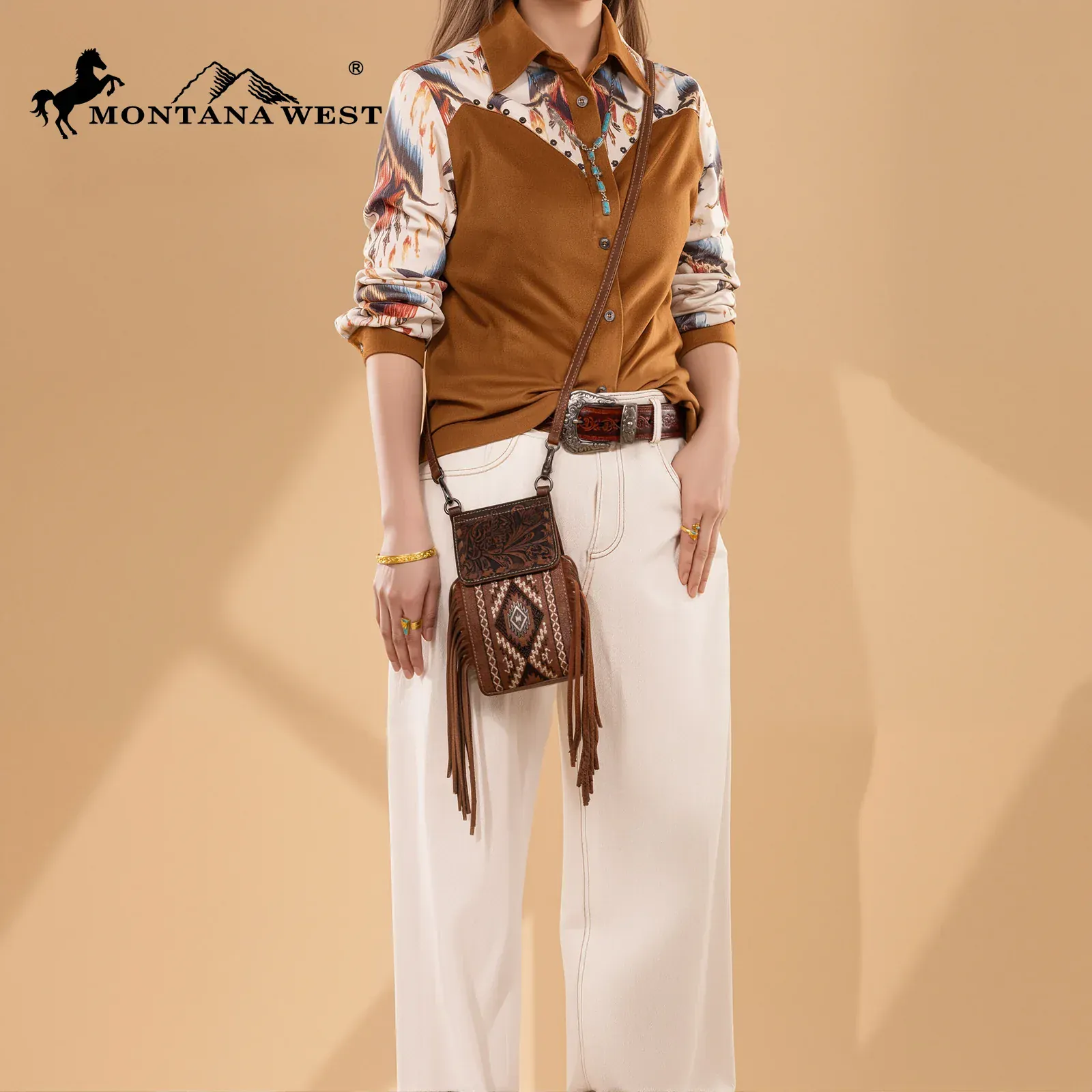 MW Tooled Phone Crossbody ~ Brown - Image 2