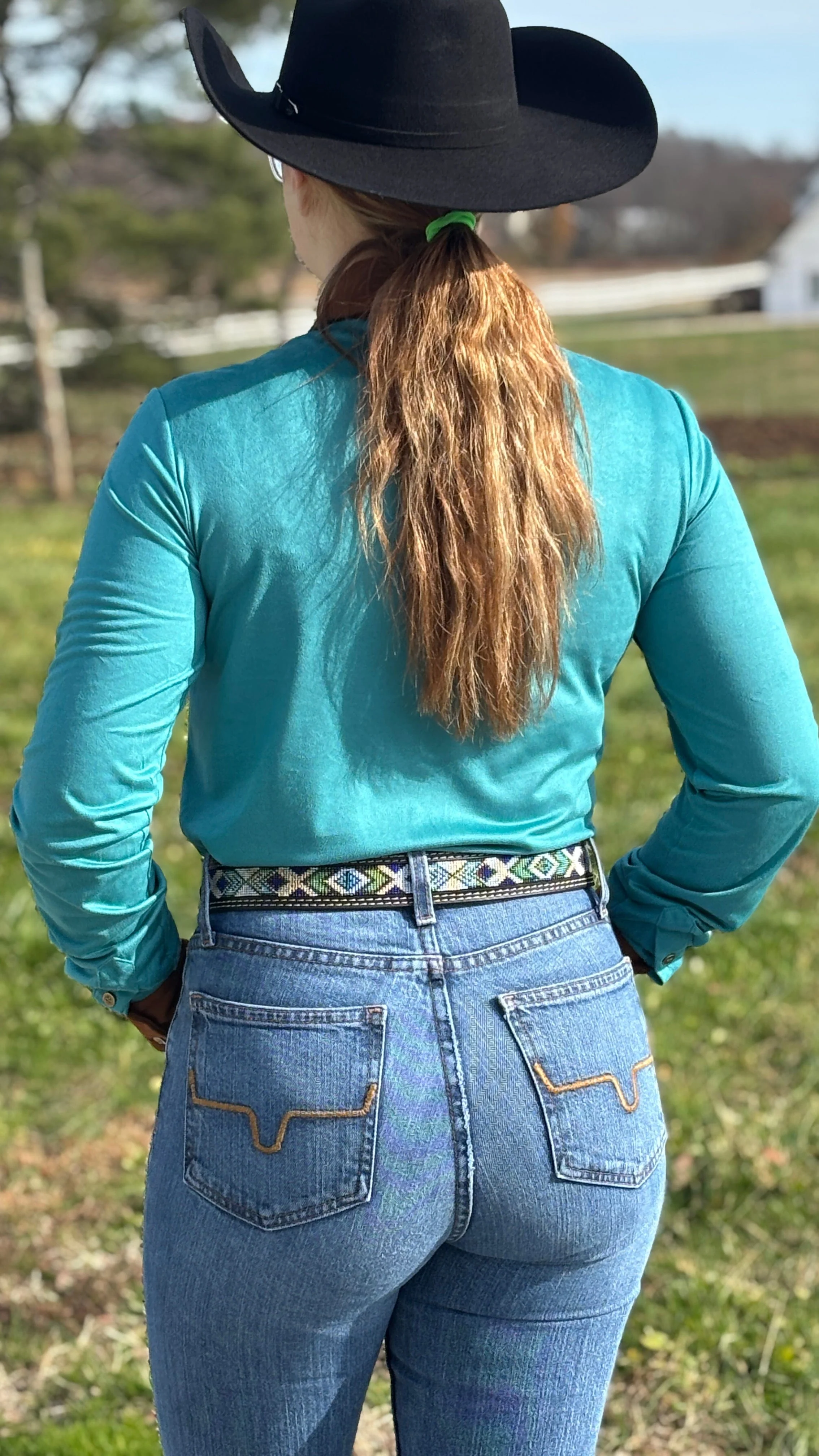 Pullover Button Up by Cowgirl Tuff ~ Turquoise - Image 4