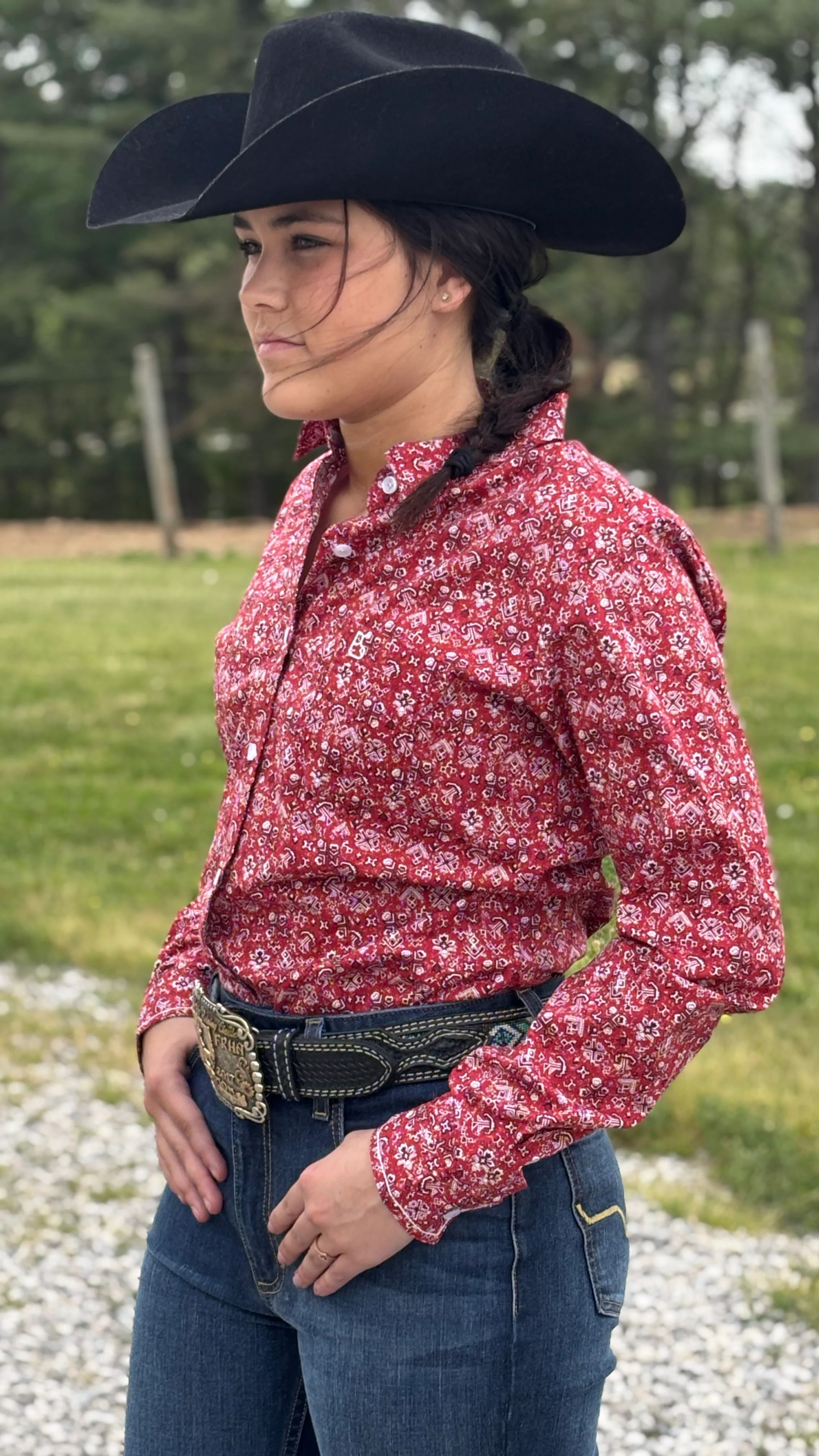 Red Bandana Style Rough Stock Shirt - Image 4