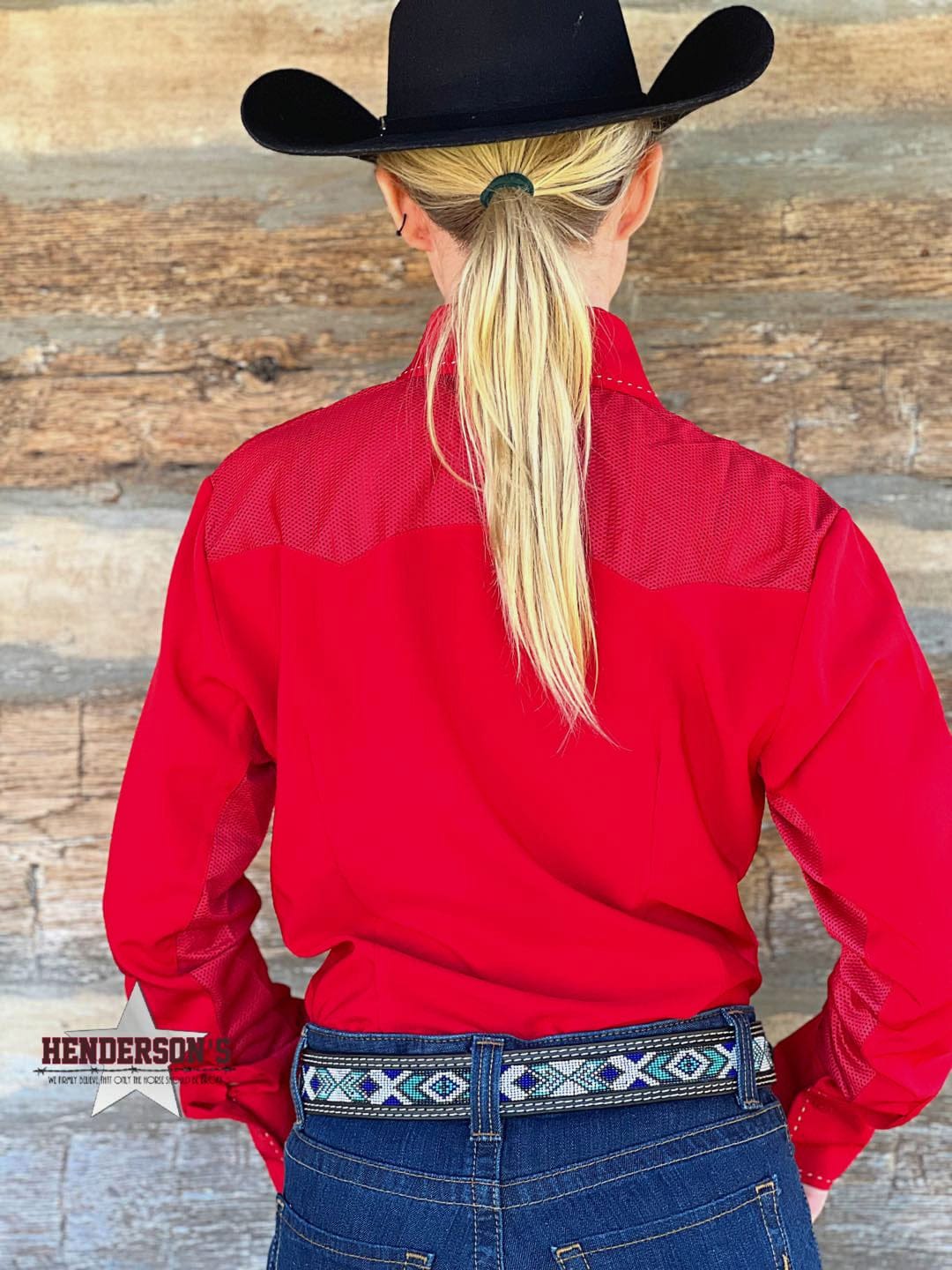 RHC Buckstitch W/Mesh Yoke Show Shirt ~ Red - Image 5