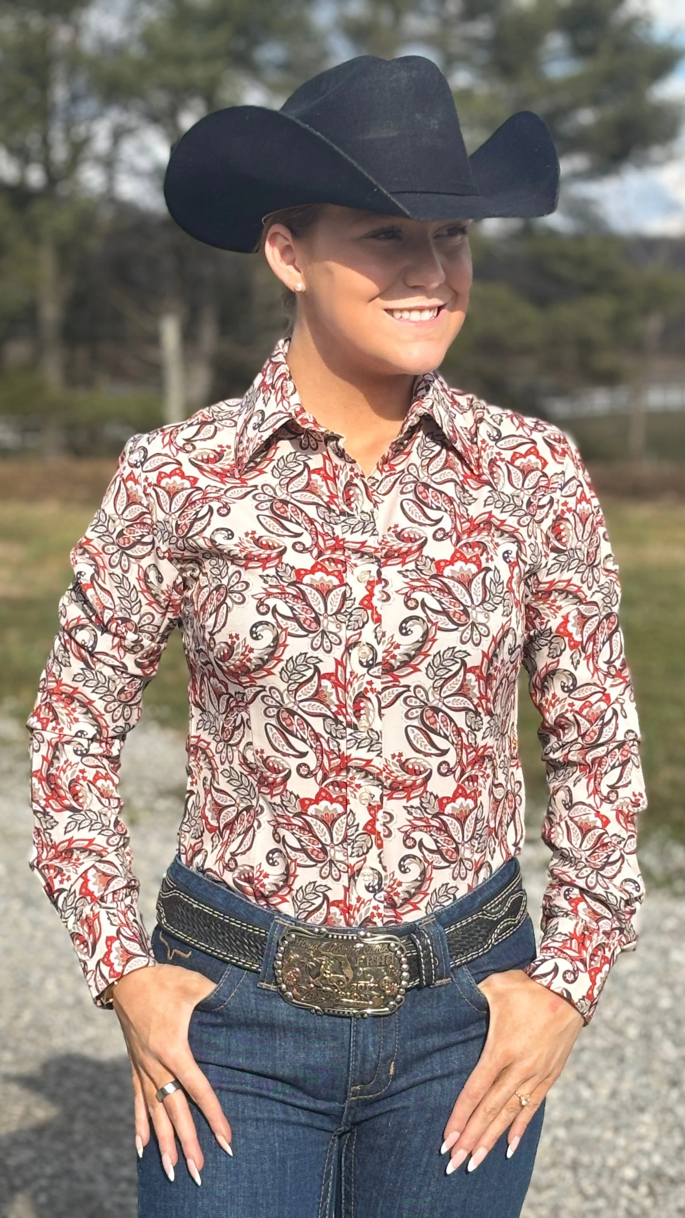 RHC Easy Care Show Shirt ~ Cream Paisley