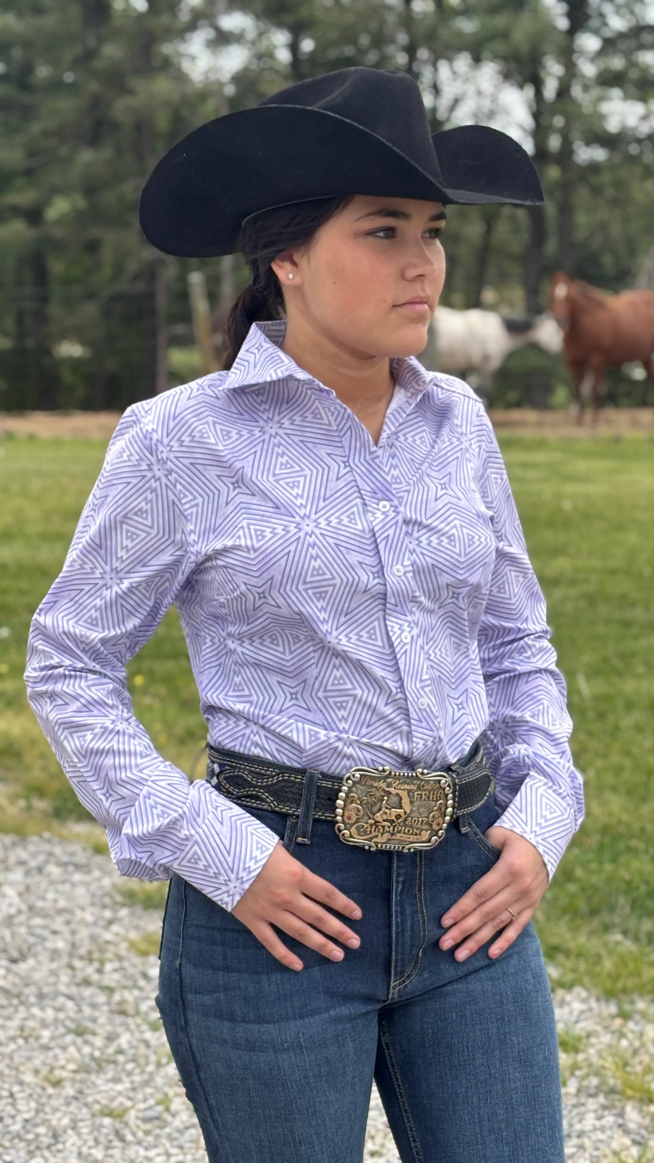 RHC Easy Care Show Shirt ~ Lilac Maze