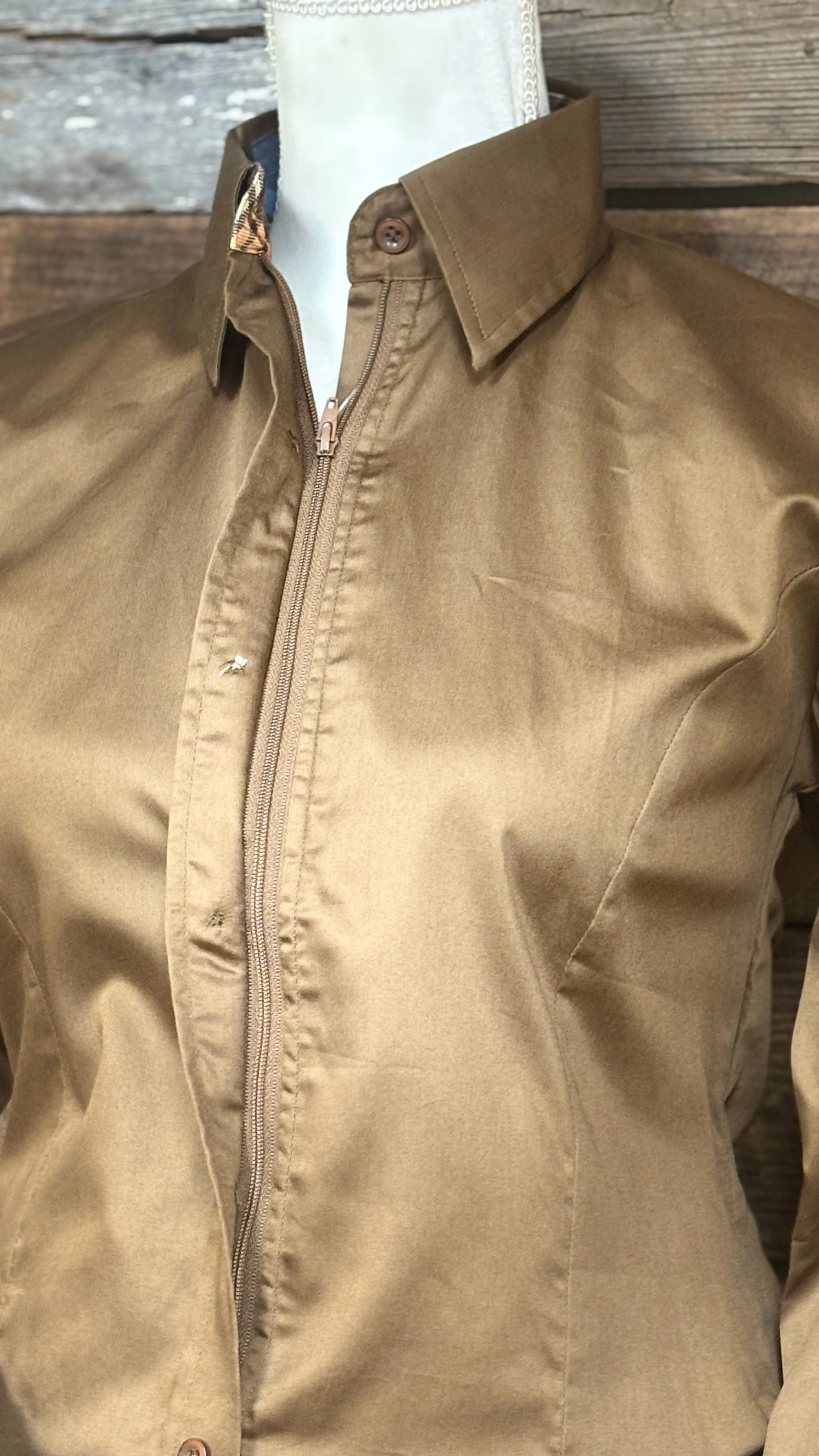 RHC Sateen Concealed Zipper Show Shirt - Brown - Image 2