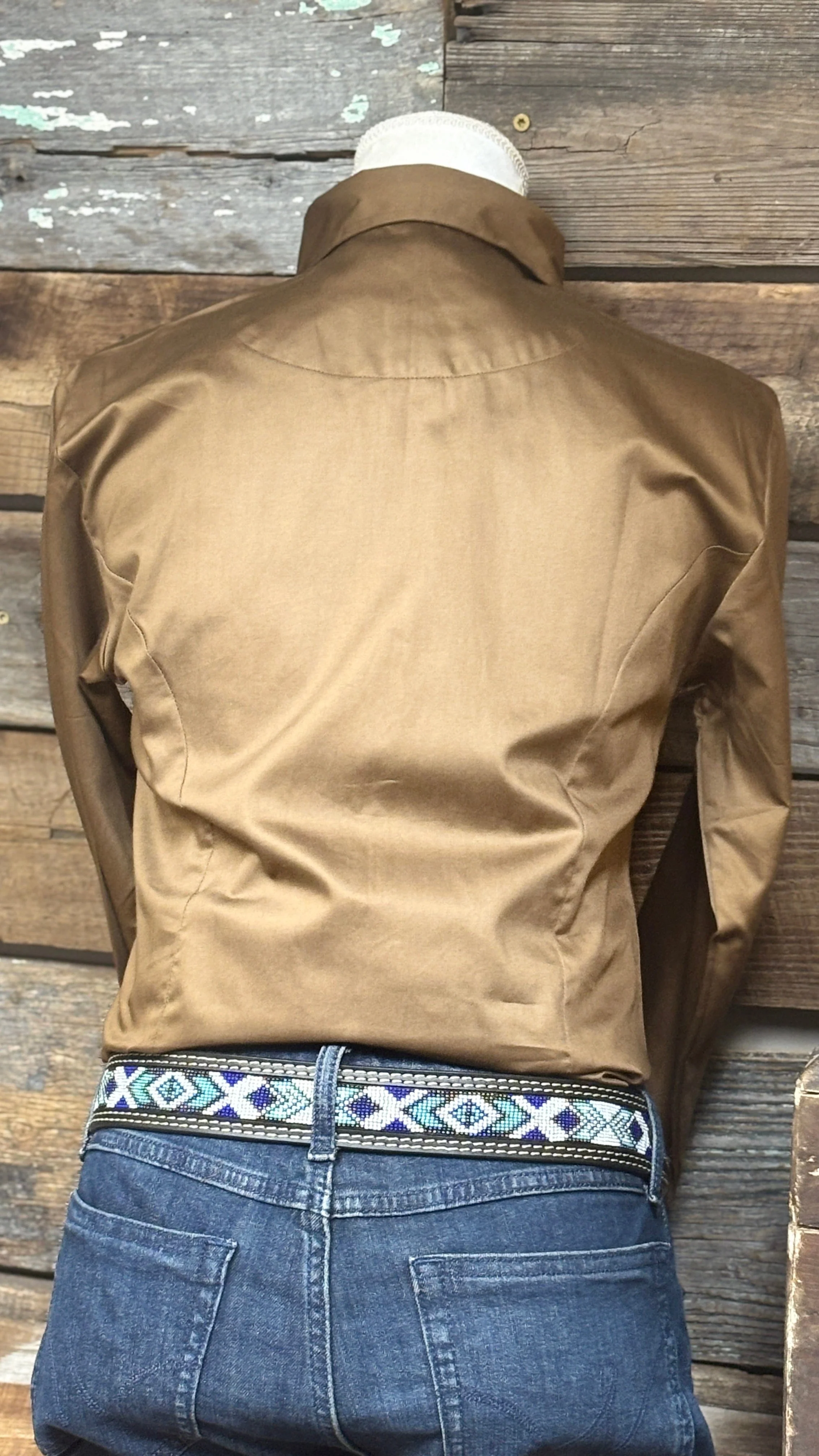 RHC Sateen Concealed Zipper Show Shirt - Brown - Image 3