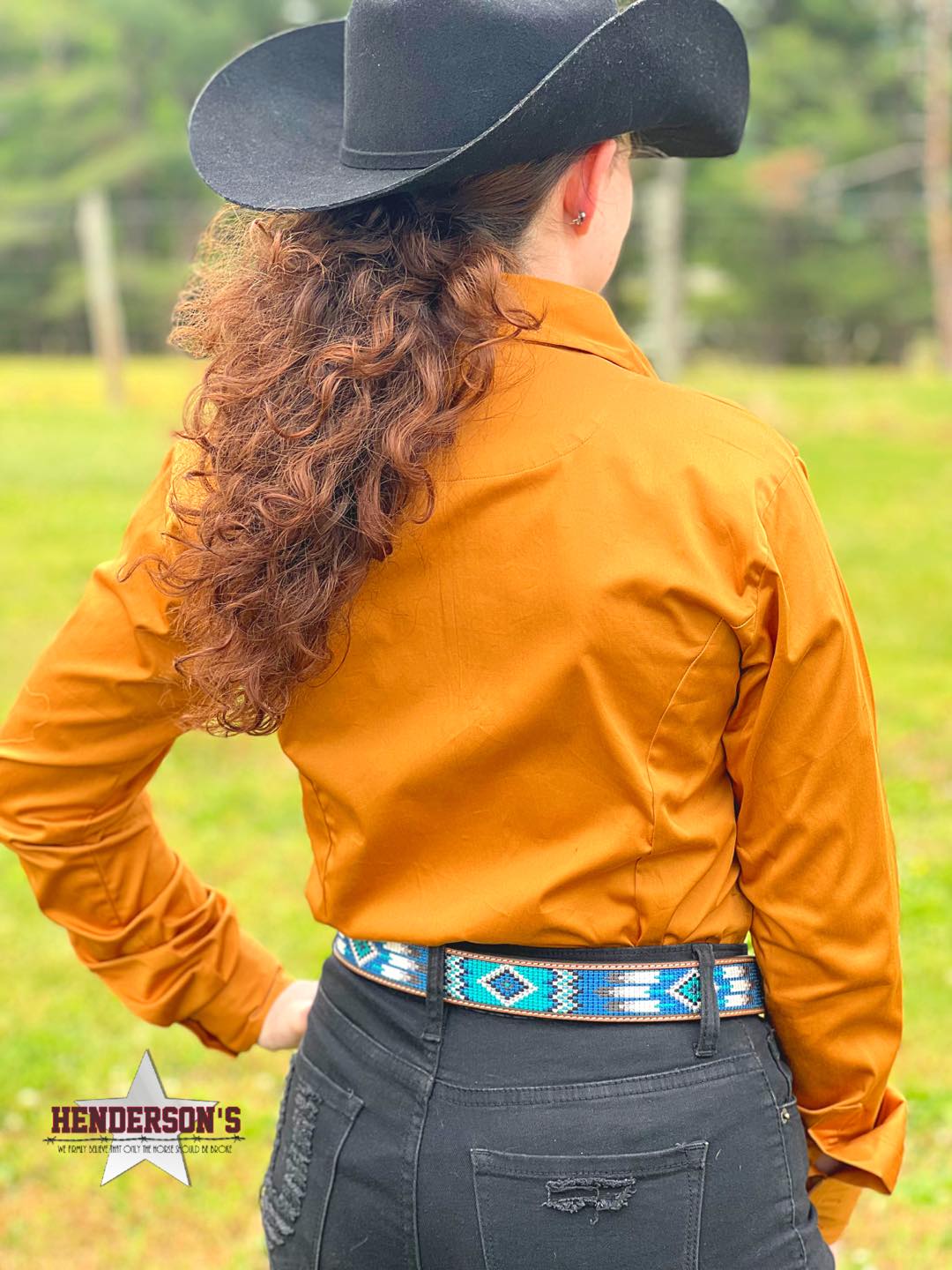 RHC Sateen Concealed Zipper Show Shirt - Mustard - Image 3