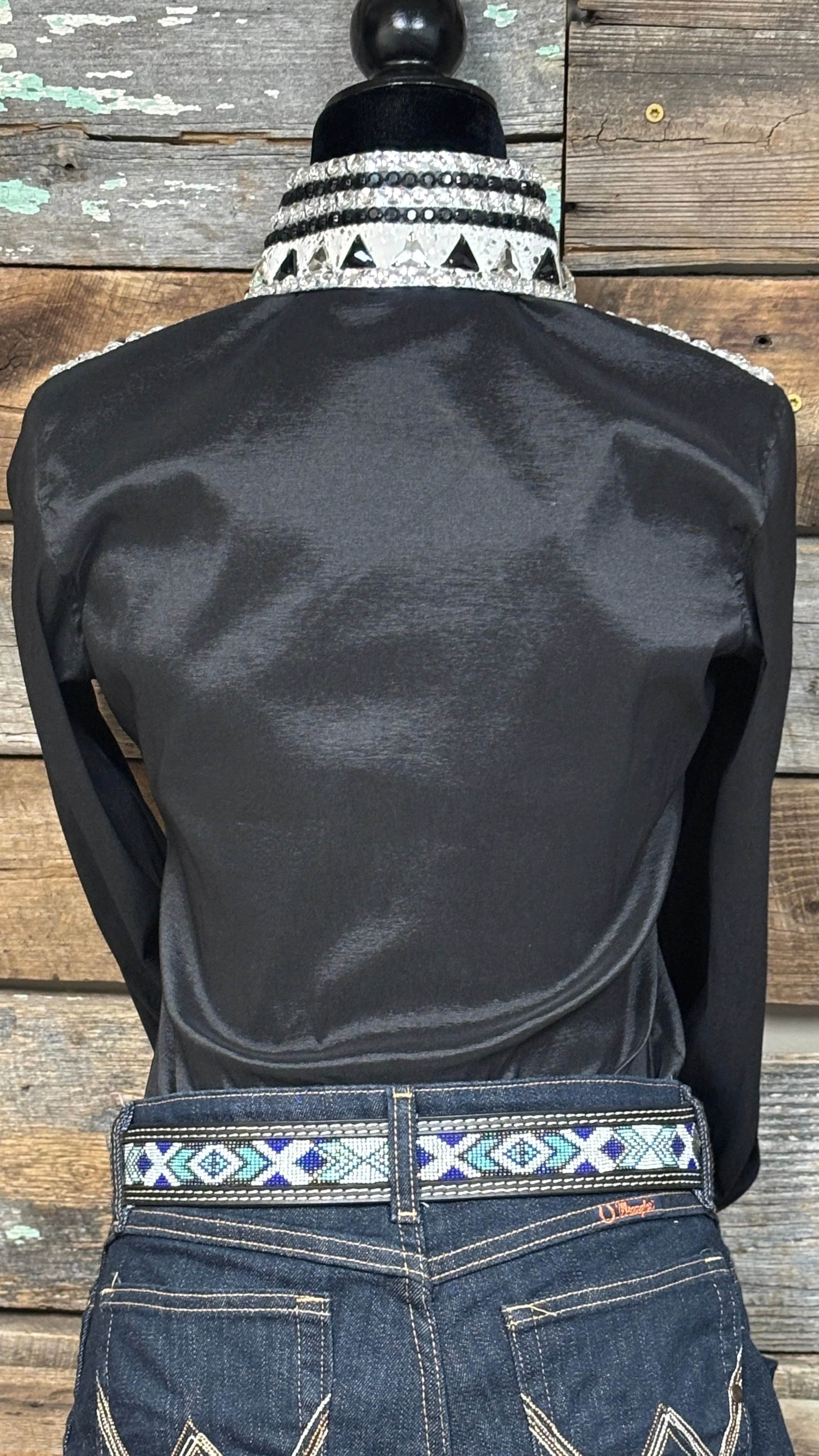RHC Taffeta Bling Concealed Zipper Show Shirt - Black - Image 3