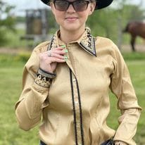RHC Taffeta Bling Concealed Zipper Show Shirt - Gold - Image 3