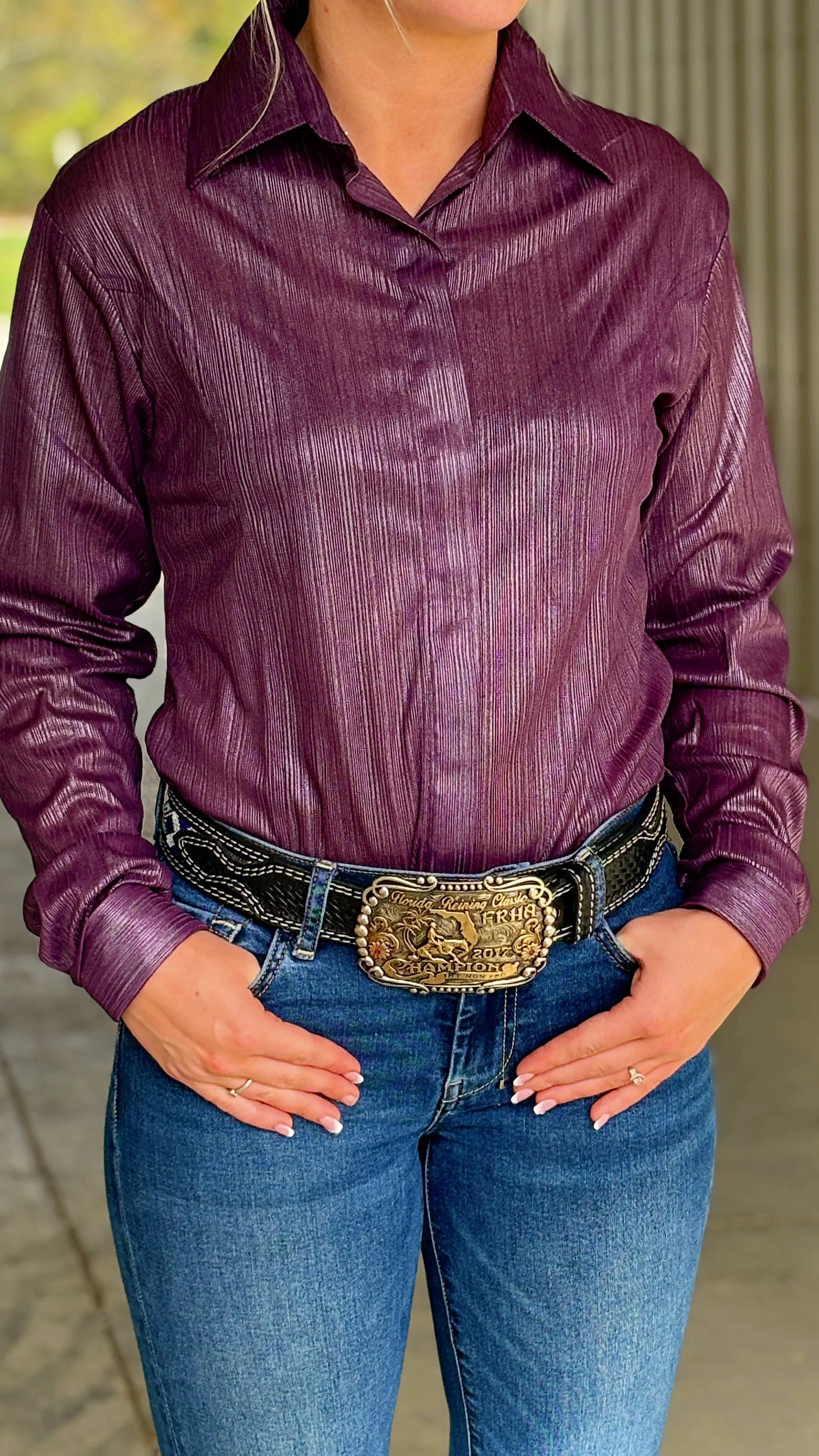 RHC Violet Concealed Zipper Show Shirt
