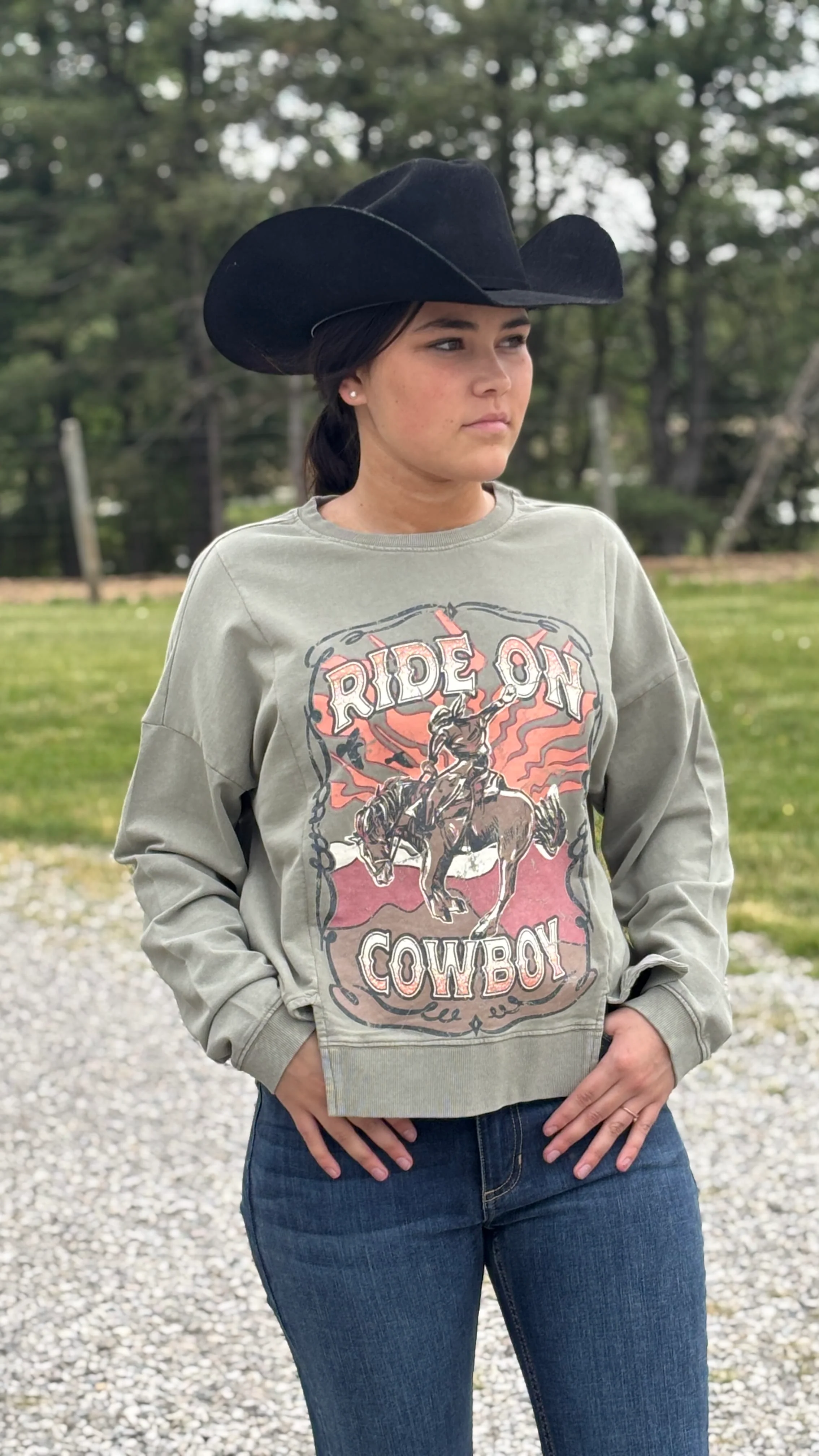 Ride On Cowboy Pullover by Rock & Roll