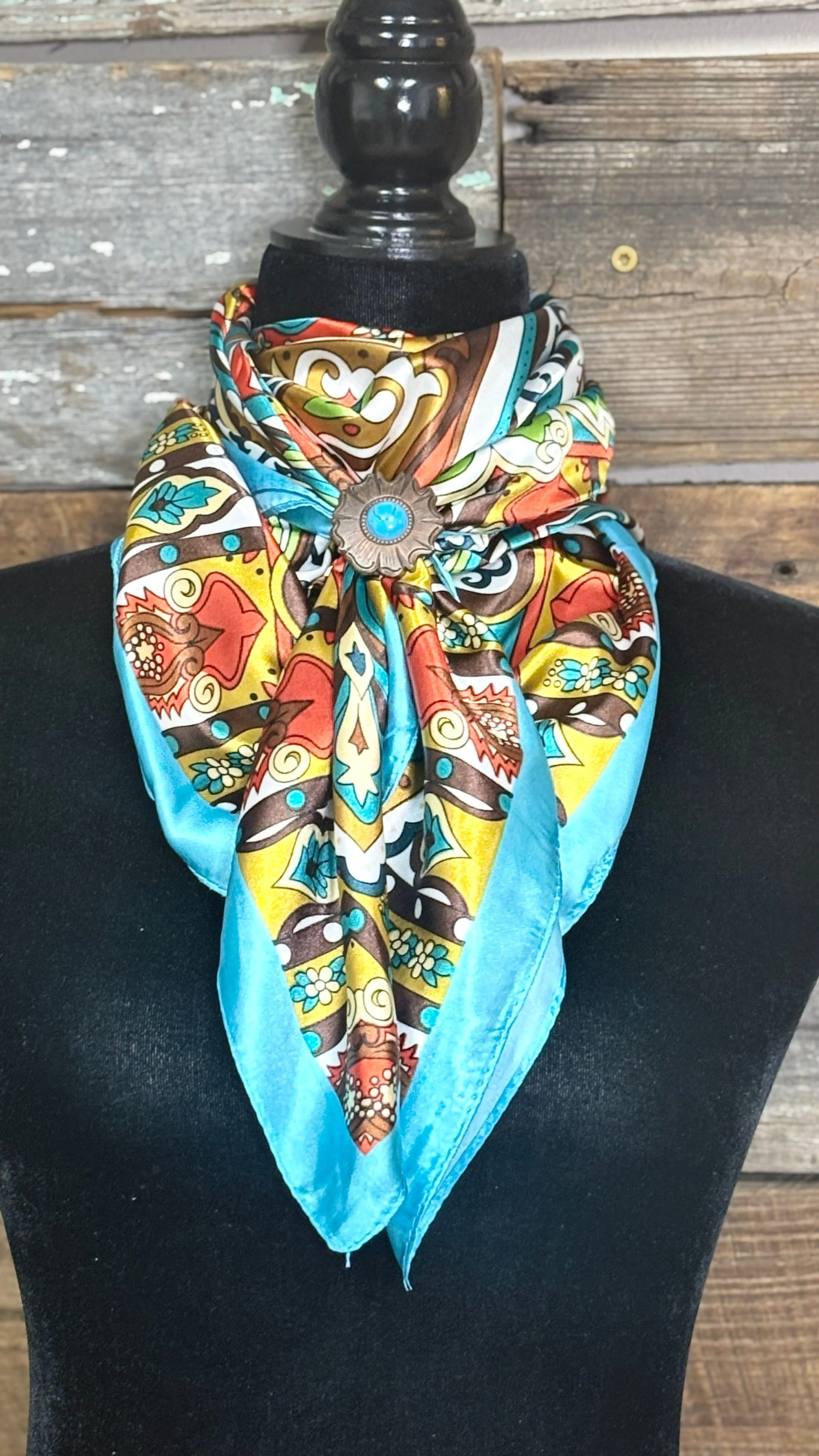 Rodeo Drive Wild Rags/Scarf ~ Aqua & Teal Paisley