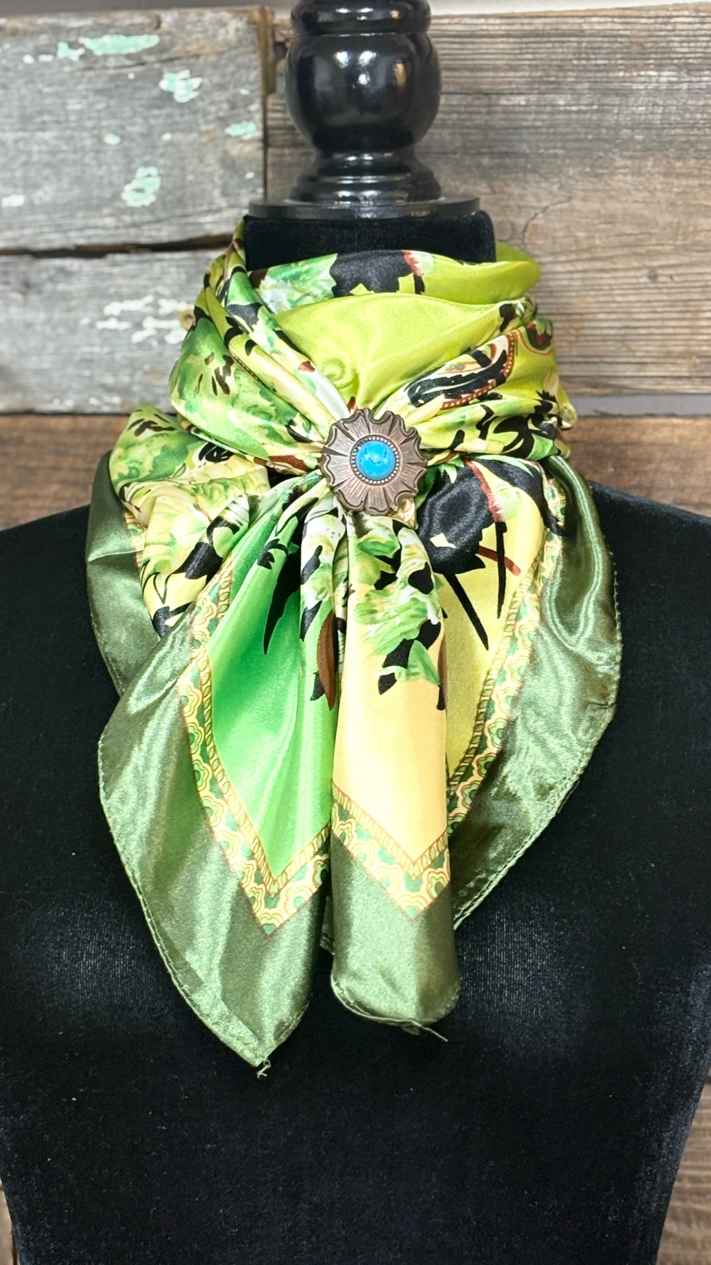 Rodeo Drive Wild Rags/Scarf ~ Moss Green Floral