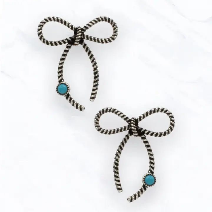 Rope Bow Stud Earrings