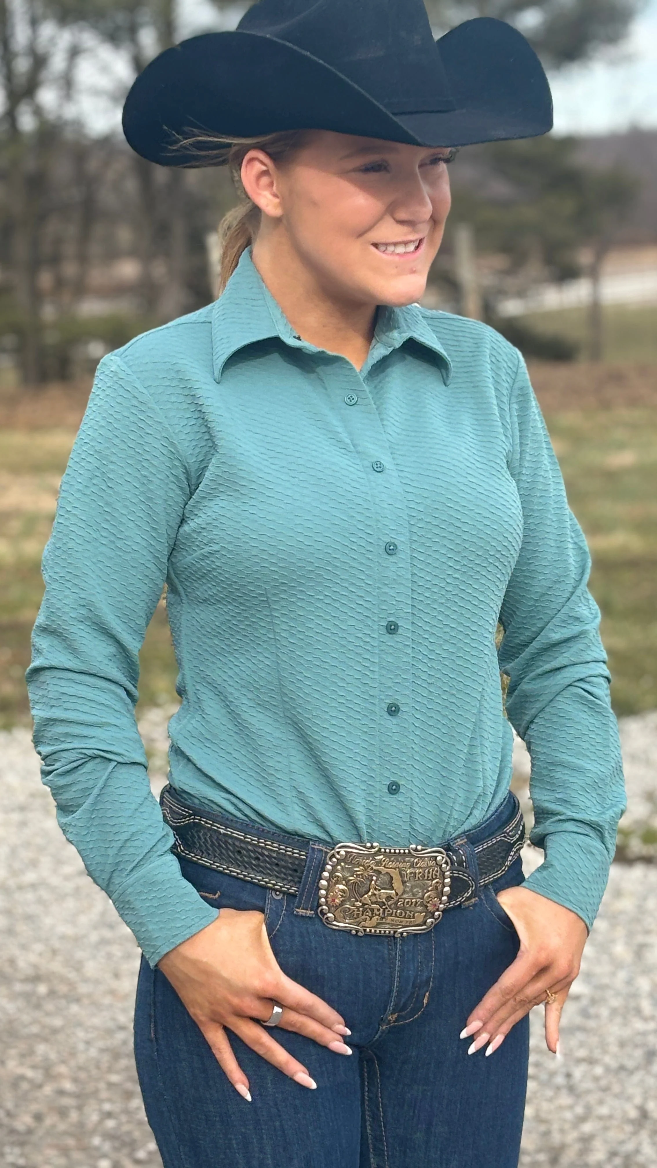 Sage Glow Dobby Poly Shirt
