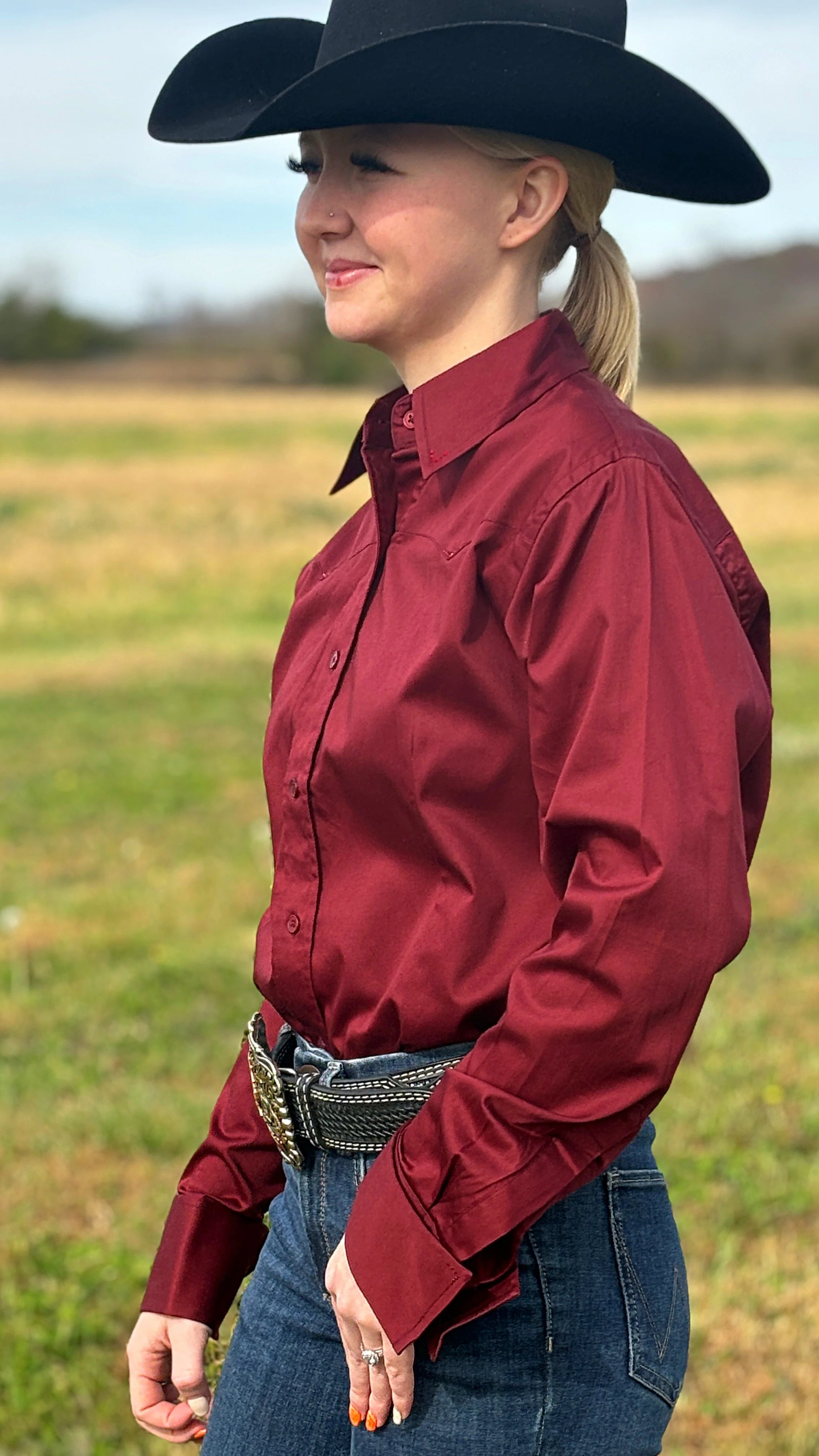 Sateen Solid Shirts ~ Burgundy - Image 2