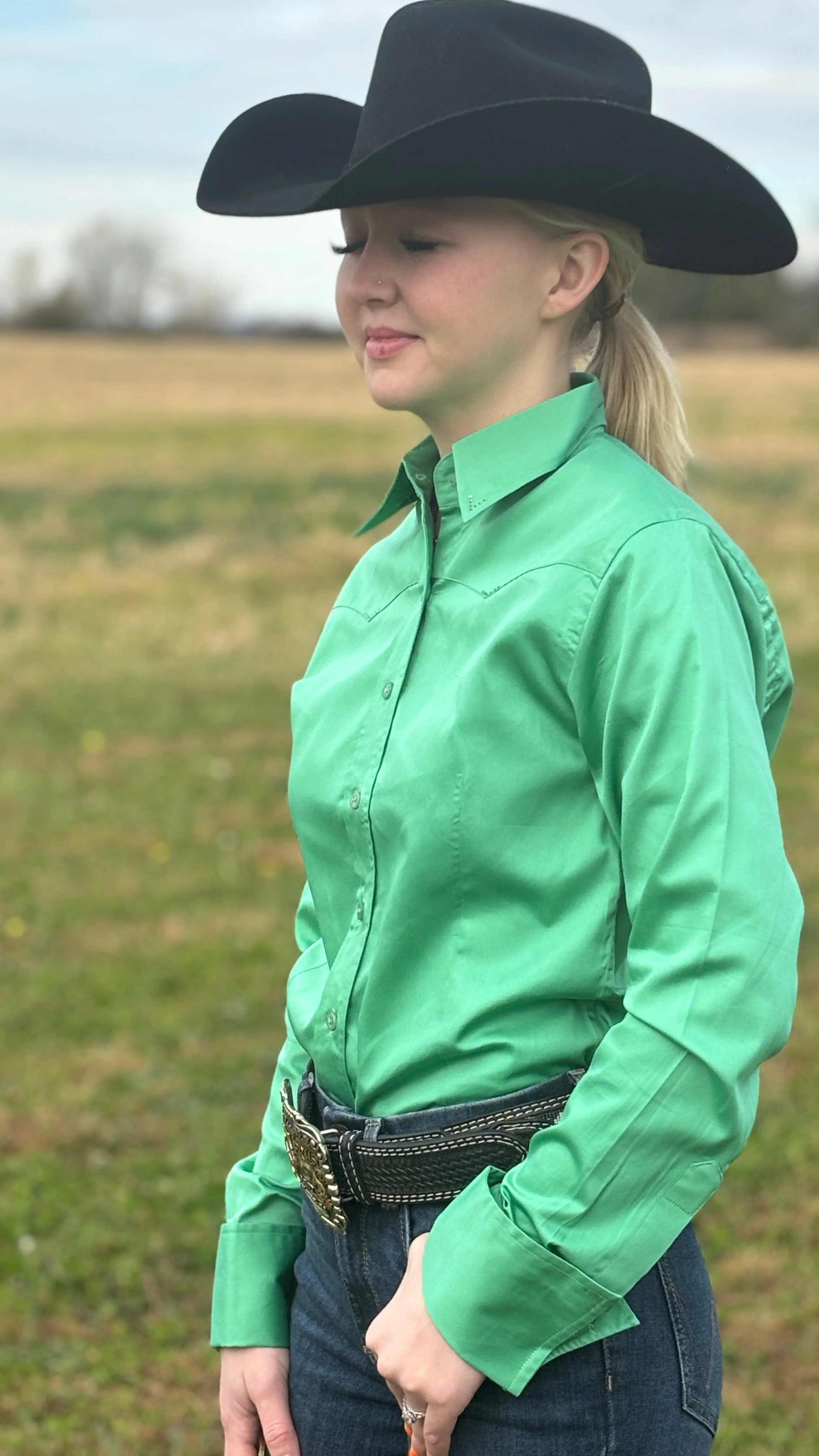 Sateen Solid Shirts ~ Apple Green - Image 3