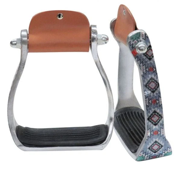 Shimmering Gray Navajo Print Stirrup.
