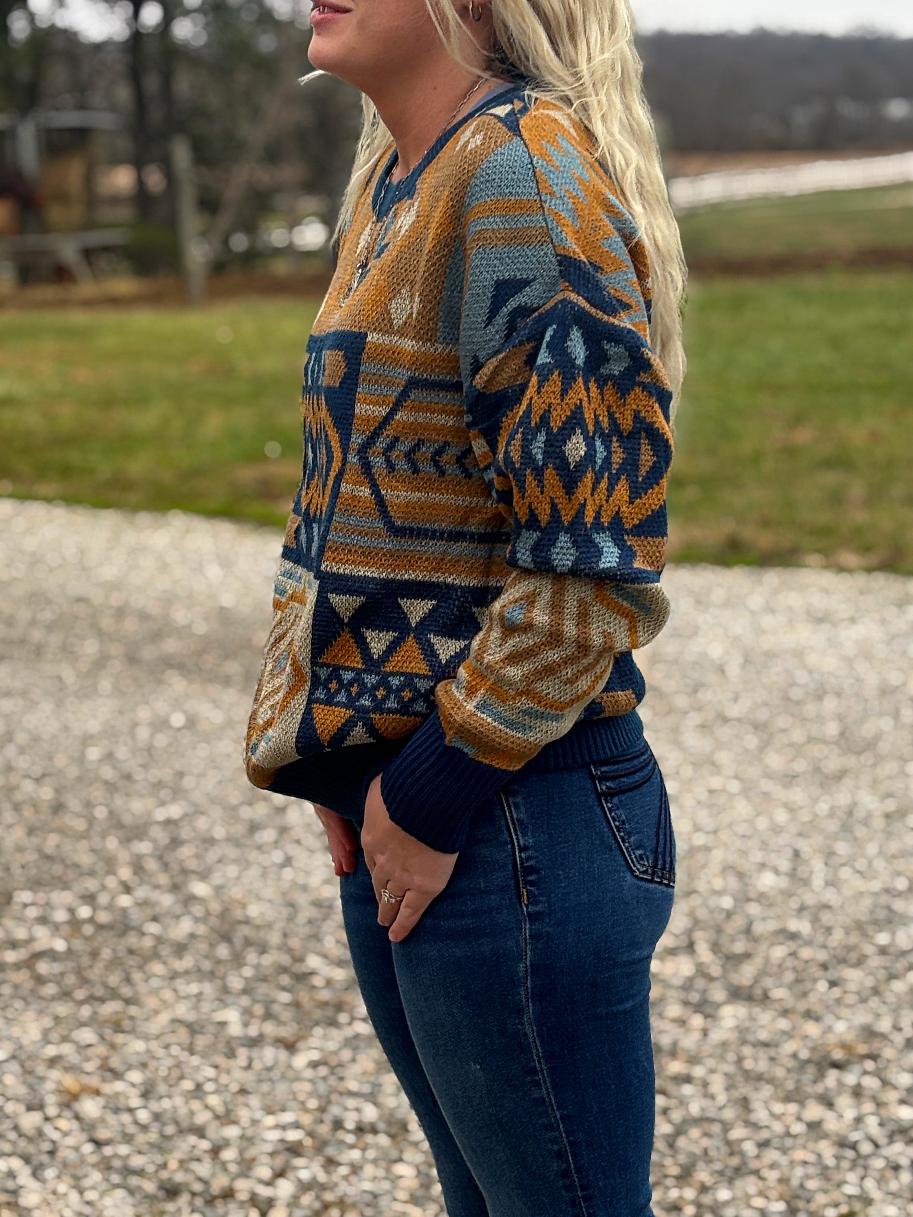Aztec Patchwork Sweater by Panhandle - Image 4