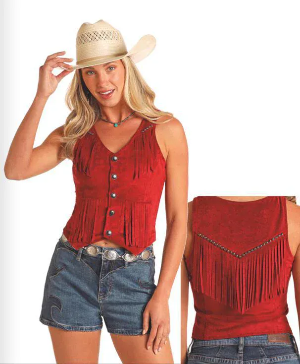 Studded Microsuede Vest by Rock & Roll - Image 4