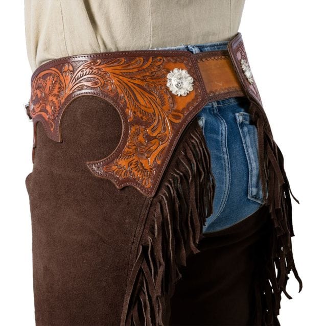 Suede Tooled Top Chaps ~ Chocolate - Image 3