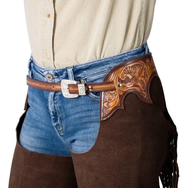 Suede Tooled Top Chaps ~ Chocolate - Image 4