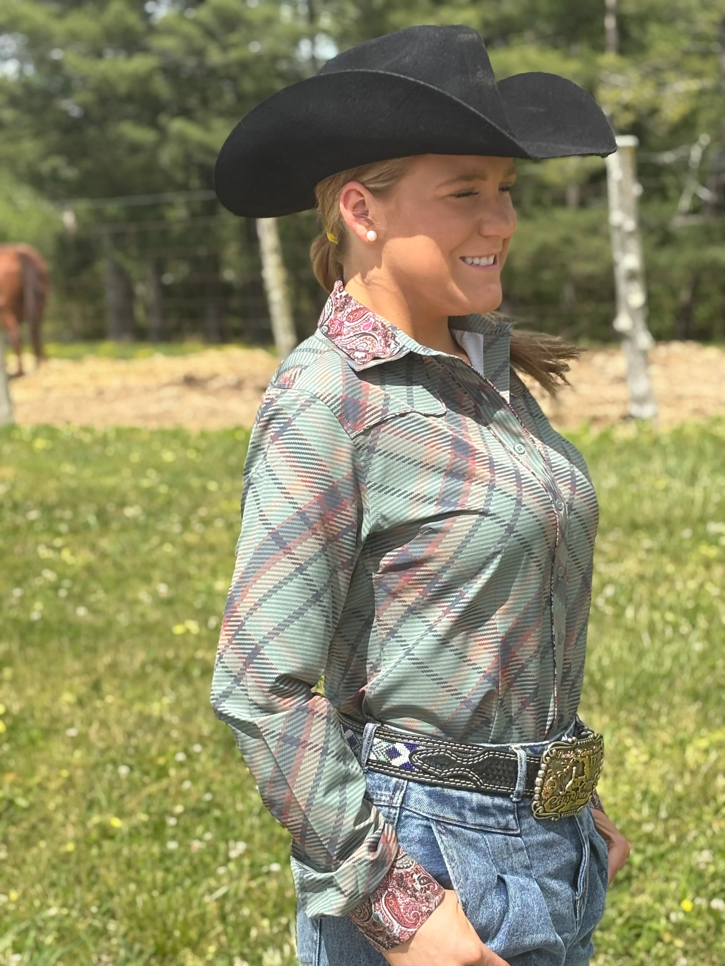 RHC Green Plaid Easy Care Button Up - Image 3
