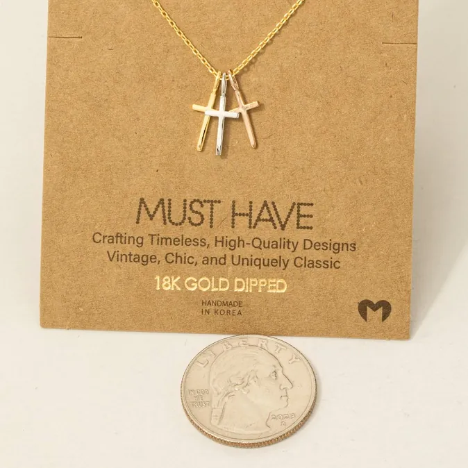 Triple Cross Pendant Necklace - Image 2