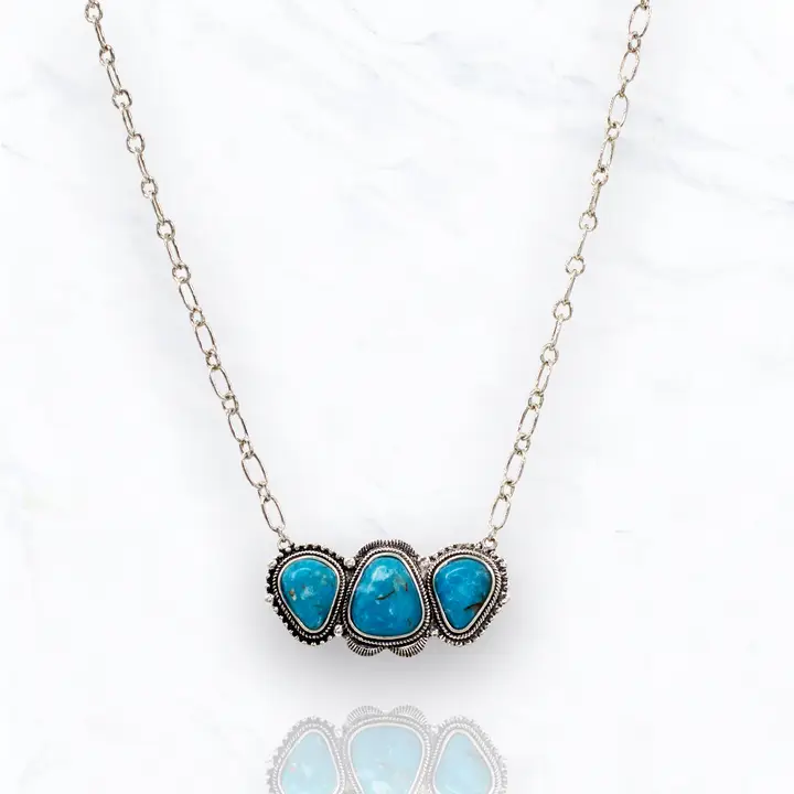 Triple Turquoise Stone Necklace